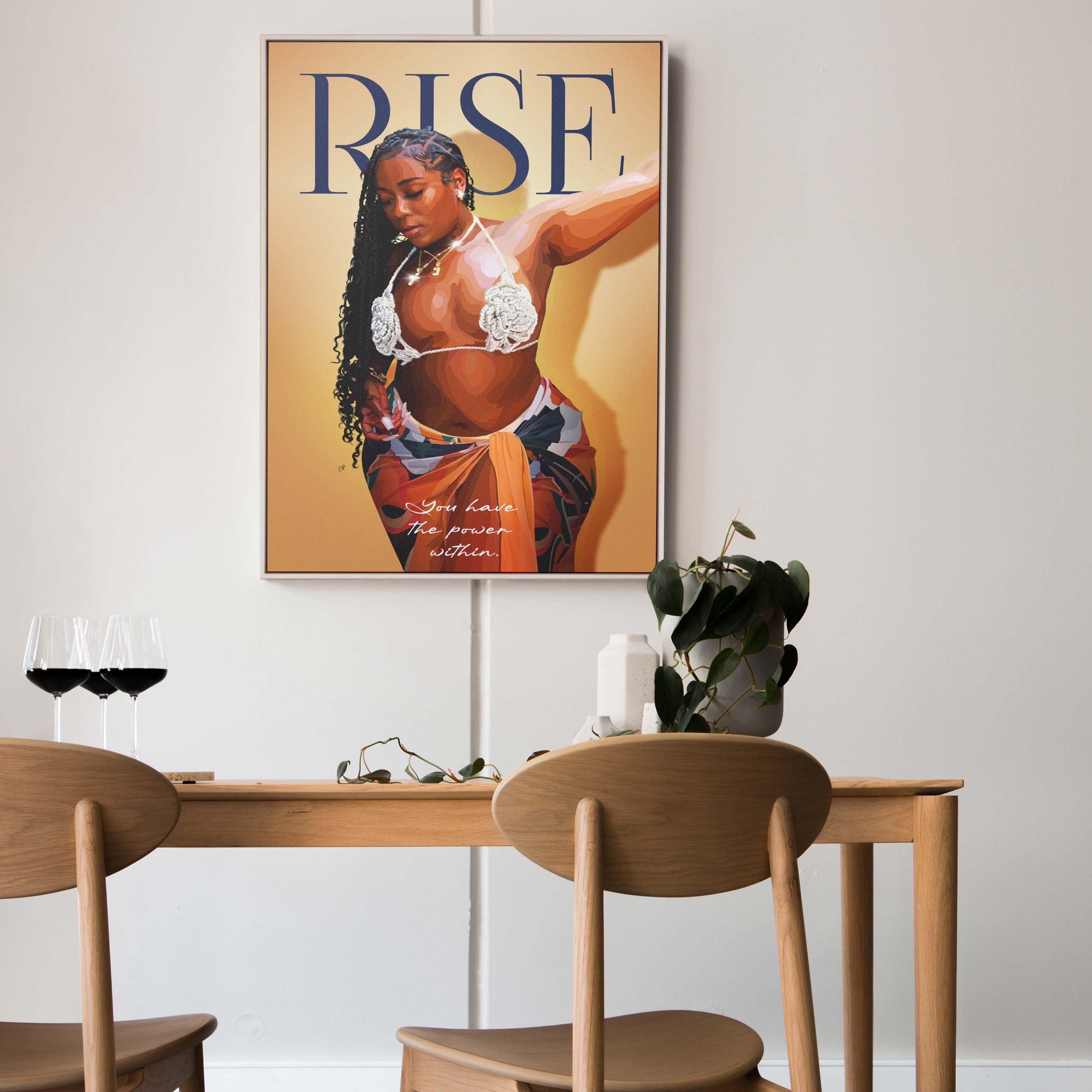 Rise-wall art print featuring decorative artistic design suitable for living rooms, offices, and schools by SmardArt. Elevate your space with Black wall art that speaks to culture, identity, and creativity. At Smard, we celebrate artistry made with melanin, bringing powerful and inspiring designs to life.