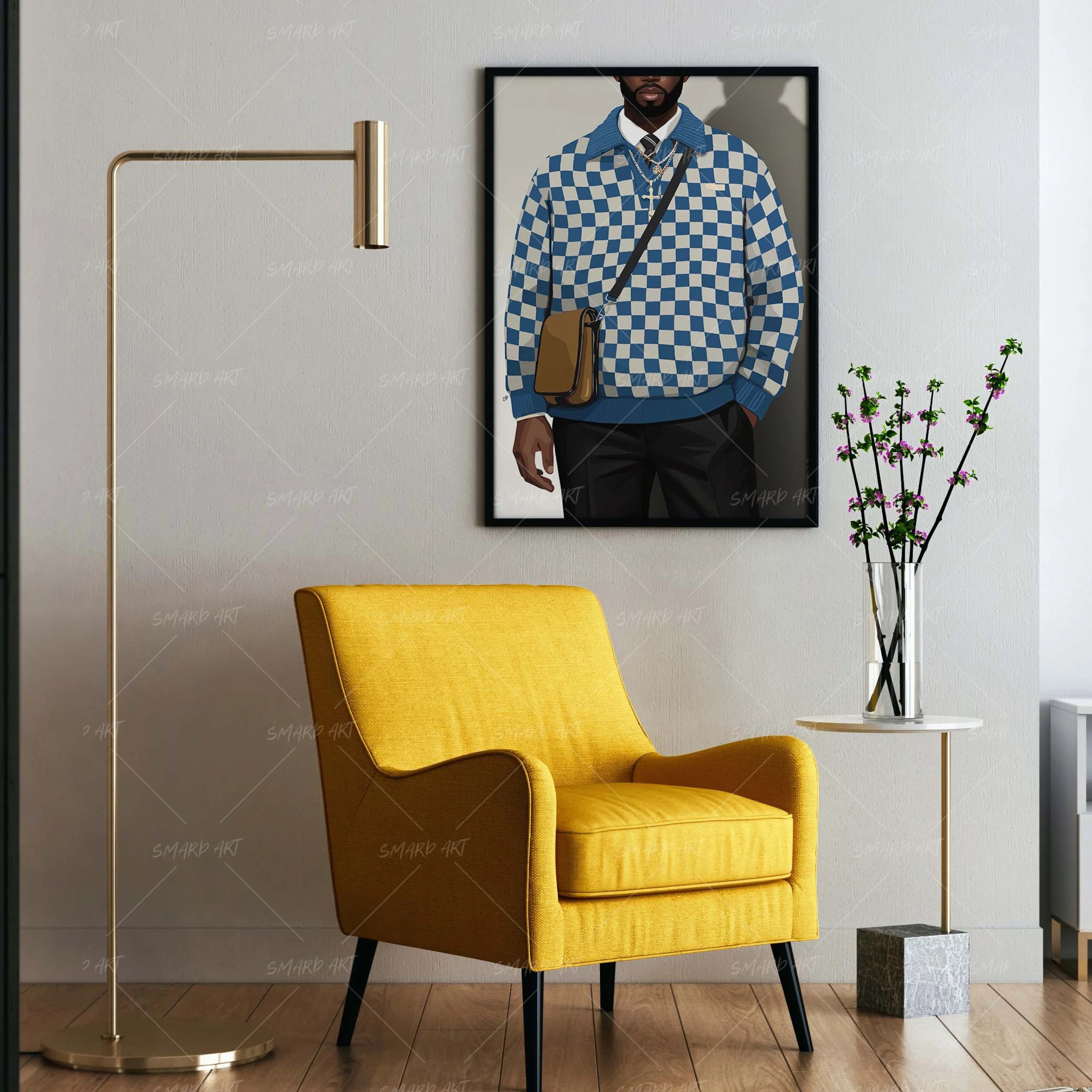 Man Of Mode-wall art print featuring decorative artistic design suitable for living rooms, offices, and schools by SmardArt. Elevate your space with Black wall art that speaks to culture, identity, and creativity. At Smard, we celebrate artistry made with melanin, bringing powerful and inspiring designs to life.
