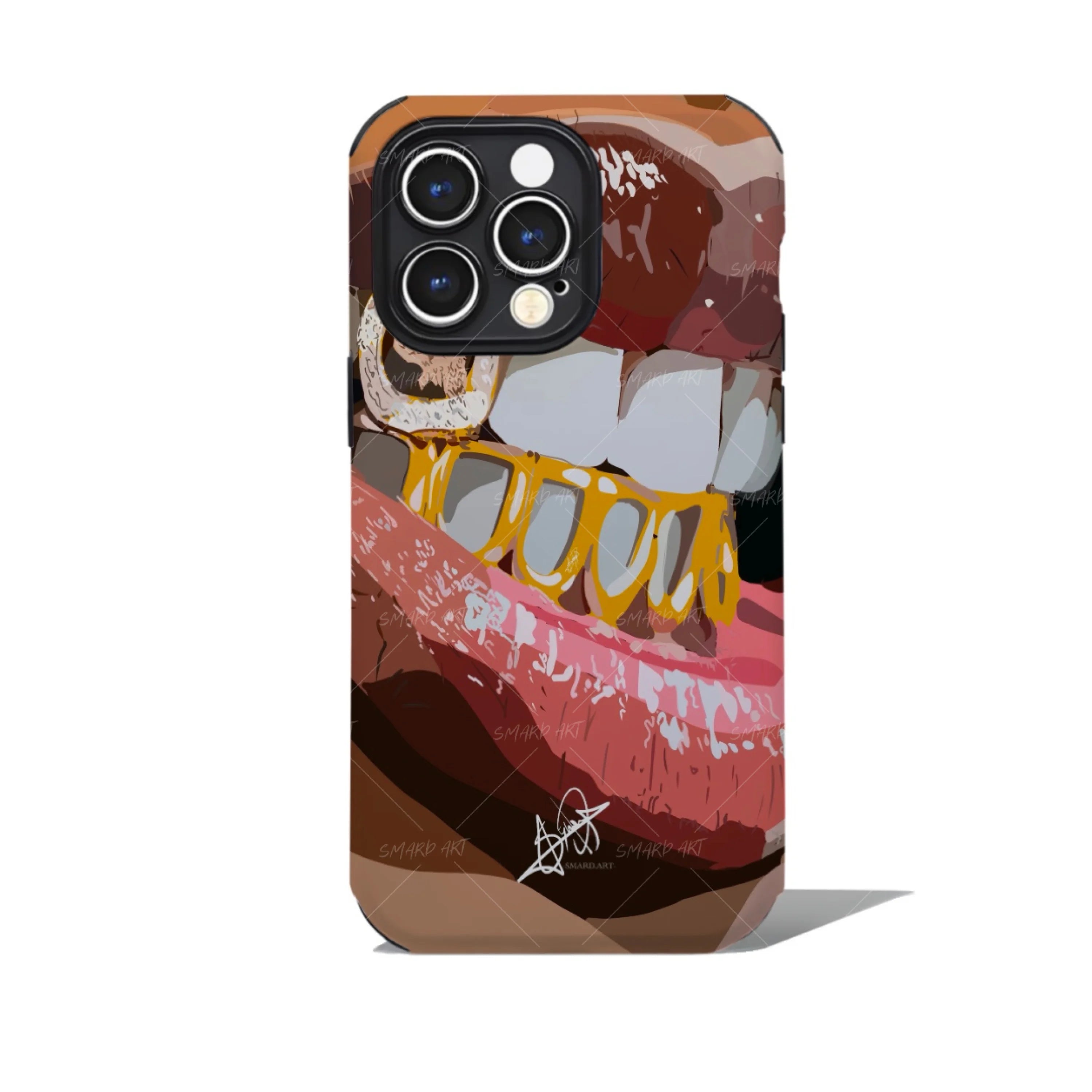 Grillz II Phone Case-wall art print featuring decorative artistic design suitable for living rooms, offices, and schools by SmardArt. Elevate your space with Black wall art that speaks to culture, identity, and creativity. At Smard, we celebrate artistry made with melanin, bringing powerful and inspiring designs to life.