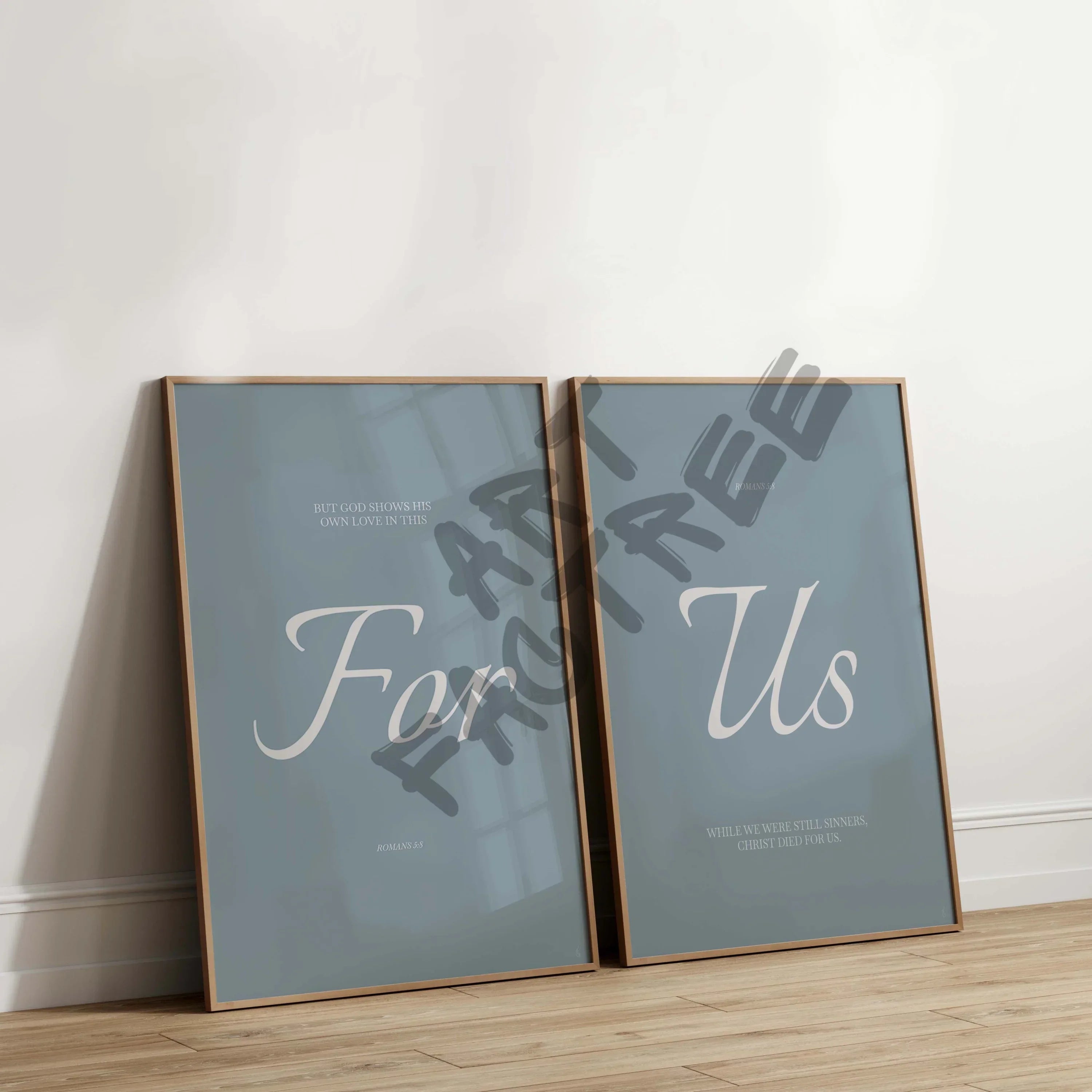 Art Print Bundle : For Us + Romans 5:8-wall art print featuring decorative artistic design suitable for living rooms, offices, and schools by SmardArt. Elevate your space with Black wall art that speaks to culture, identity, and creativity. At Smard, we celebrate artistry made with melanin, bringing powerful and inspiring designs to life.