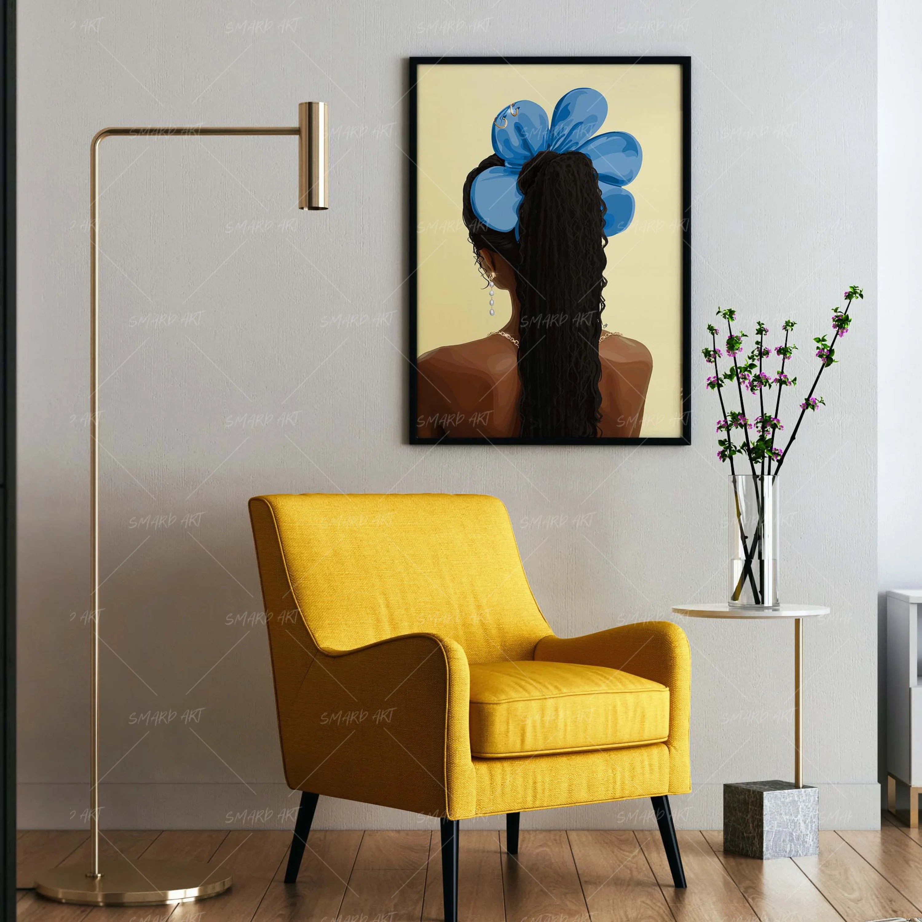 Scrunch Statement-wall art print featuring decorative artistic design suitable for living rooms, offices, and schools by SmardArt. Elevate your space with Black wall art that speaks to culture, identity, and creativity. At Smard, we celebrate artistry made with melanin, bringing powerful and inspiring designs to life.