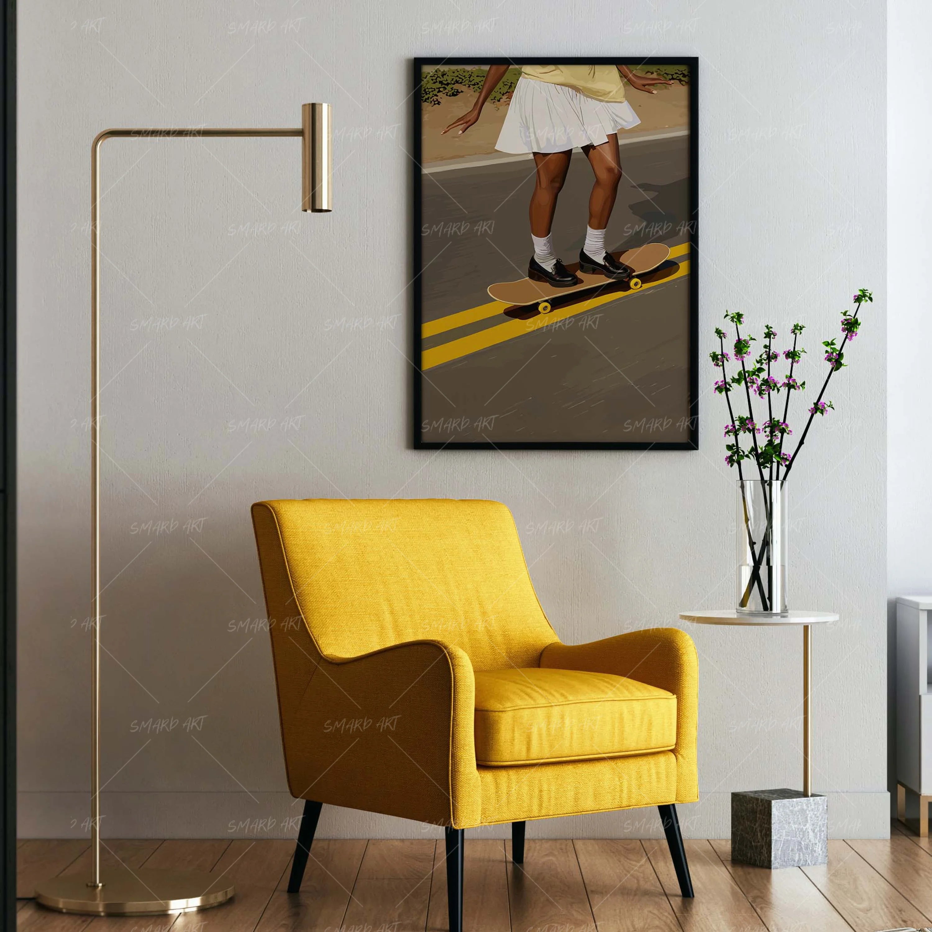 Slide In Style-wall art print featuring decorative artistic design suitable for living rooms, offices, and schools by SmardArt. Elevate your space with Black wall art that speaks to culture, identity, and creativity. At Smard, we celebrate artistry made with melanin, bringing powerful and inspiring designs to life.