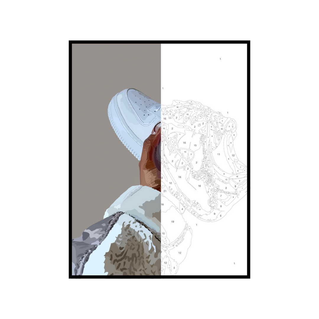 Specialty Kit : New Air F-wall art print featuring decorative artistic design suitable for living rooms, offices, and schools by SmardArt. Elevate your space with Black wall art that speaks to culture, identity, and creativity. At Smard, we celebrate artistry made with melanin, bringing powerful and inspiring designs to life.