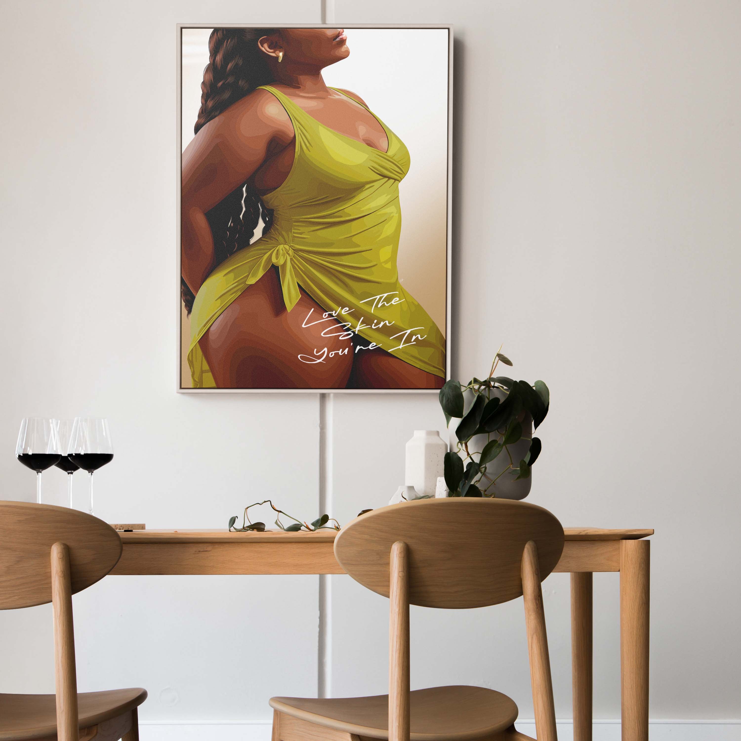 Love The Skin You're In-wall art print featuring decorative artistic design suitable for living rooms, offices, and schools by SmardArt. Elevate your space with Black wall art that speaks to culture, identity, and creativity. At Smard, we celebrate artistry made with melanin, bringing powerful and inspiring designs to life.