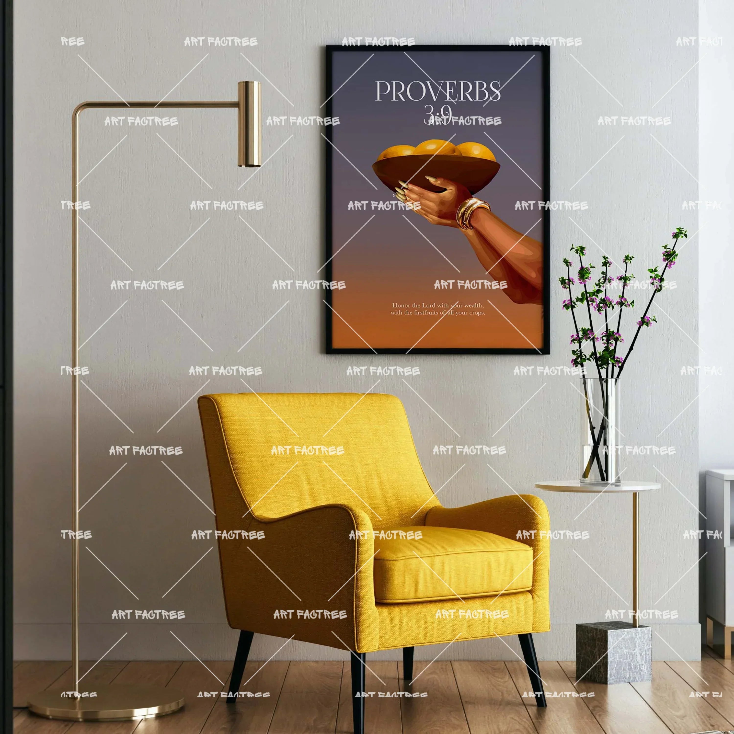 Proverbs 3:9 (Smard X Anaya)-wall art print featuring decorative artistic design suitable for living rooms, offices, and schools by SmardArt. Elevate your space with Black wall art that speaks to culture, identity, and creativity. At Smard, we celebrate artistry made with melanin, bringing powerful and inspiring designs to life.