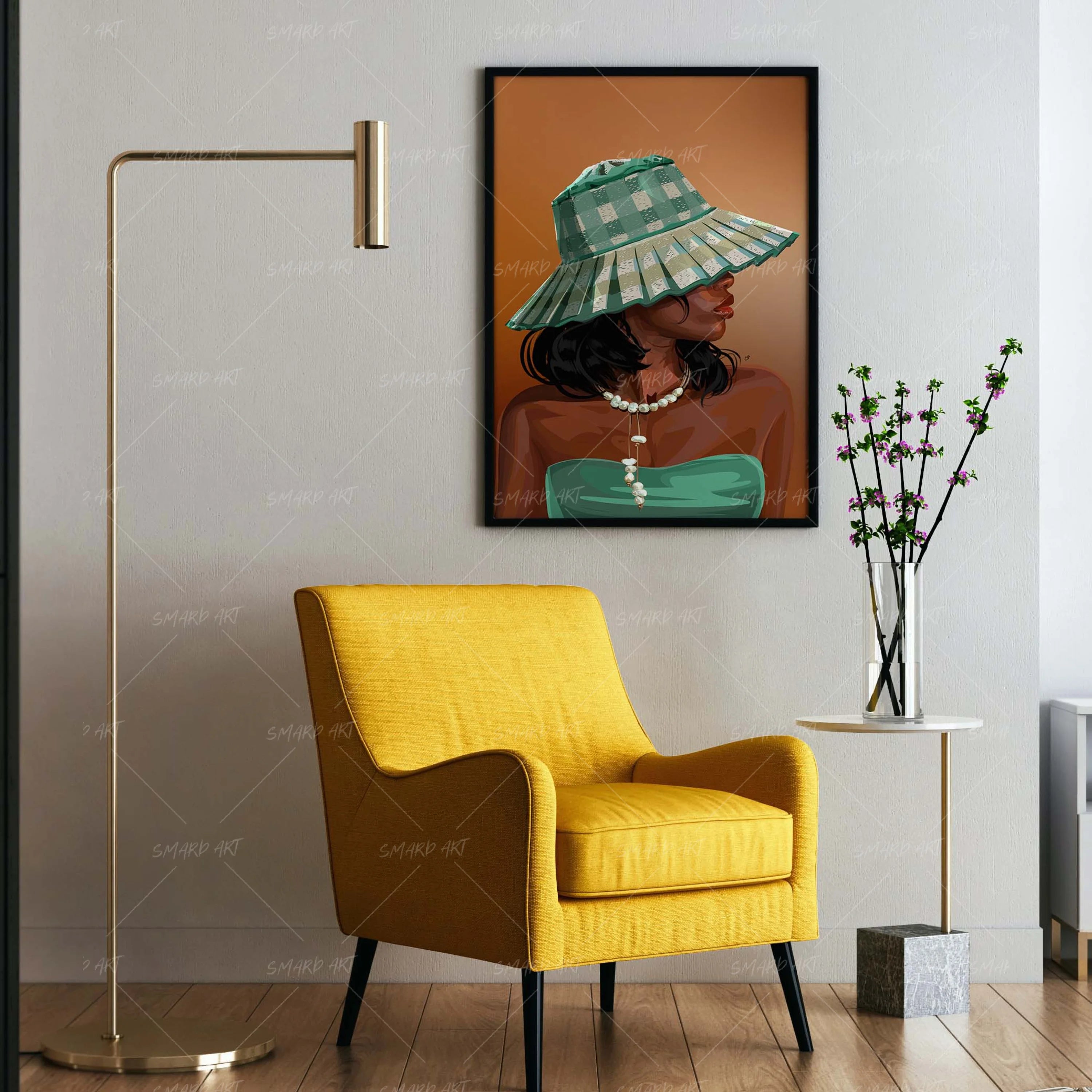 Bold Brim-wall art print featuring decorative artistic design suitable for living rooms, offices, and schools by SmardArt. Elevate your space with Black wall art that speaks to culture, identity, and creativity. At Smard, we celebrate artistry made with melanin, bringing powerful and inspiring designs to life.