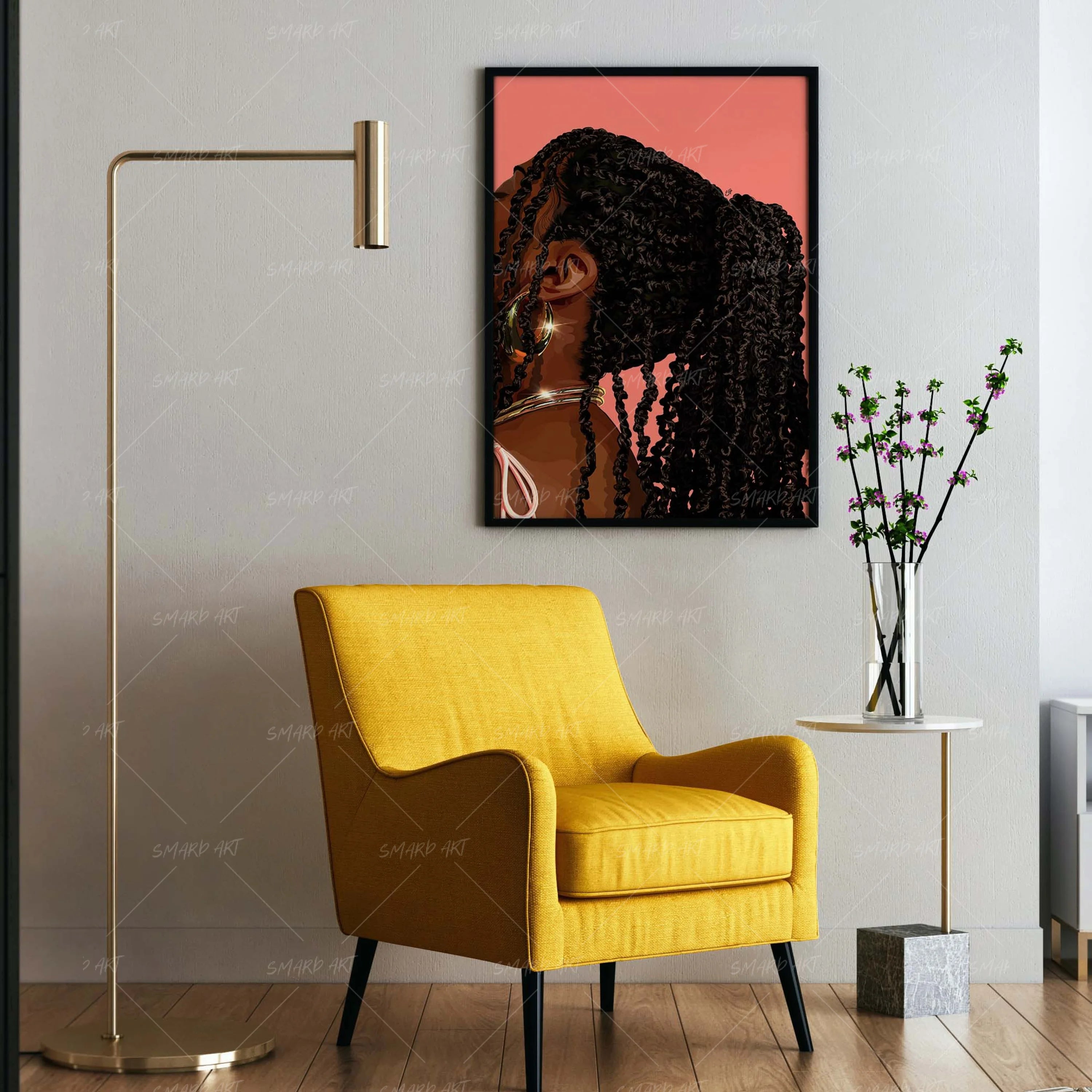 Delicate & Dreamy-wall art print featuring decorative artistic design suitable for living rooms, offices, and schools by SmardArt. Elevate your space with Black wall art that speaks to culture, identity, and creativity. At Smard, we celebrate artistry made with melanin, bringing powerful and inspiring designs to life.