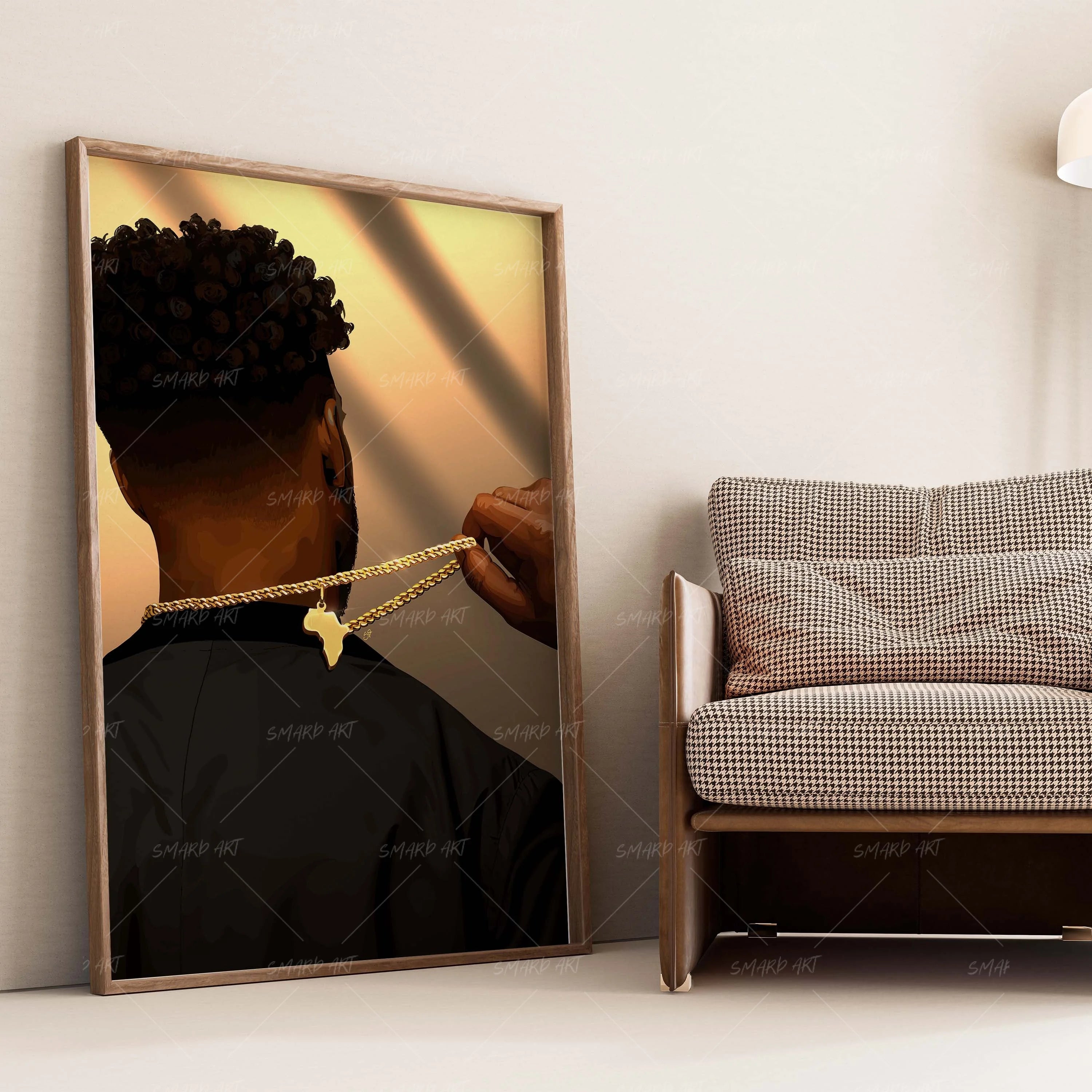 Home-wall art print featuring decorative artistic design suitable for living rooms, offices, and schools by SmardArt. Elevate your space with Black wall art that speaks to culture, identity, and creativity. At Smard, we celebrate artistry made with melanin, bringing powerful and inspiring designs to life.