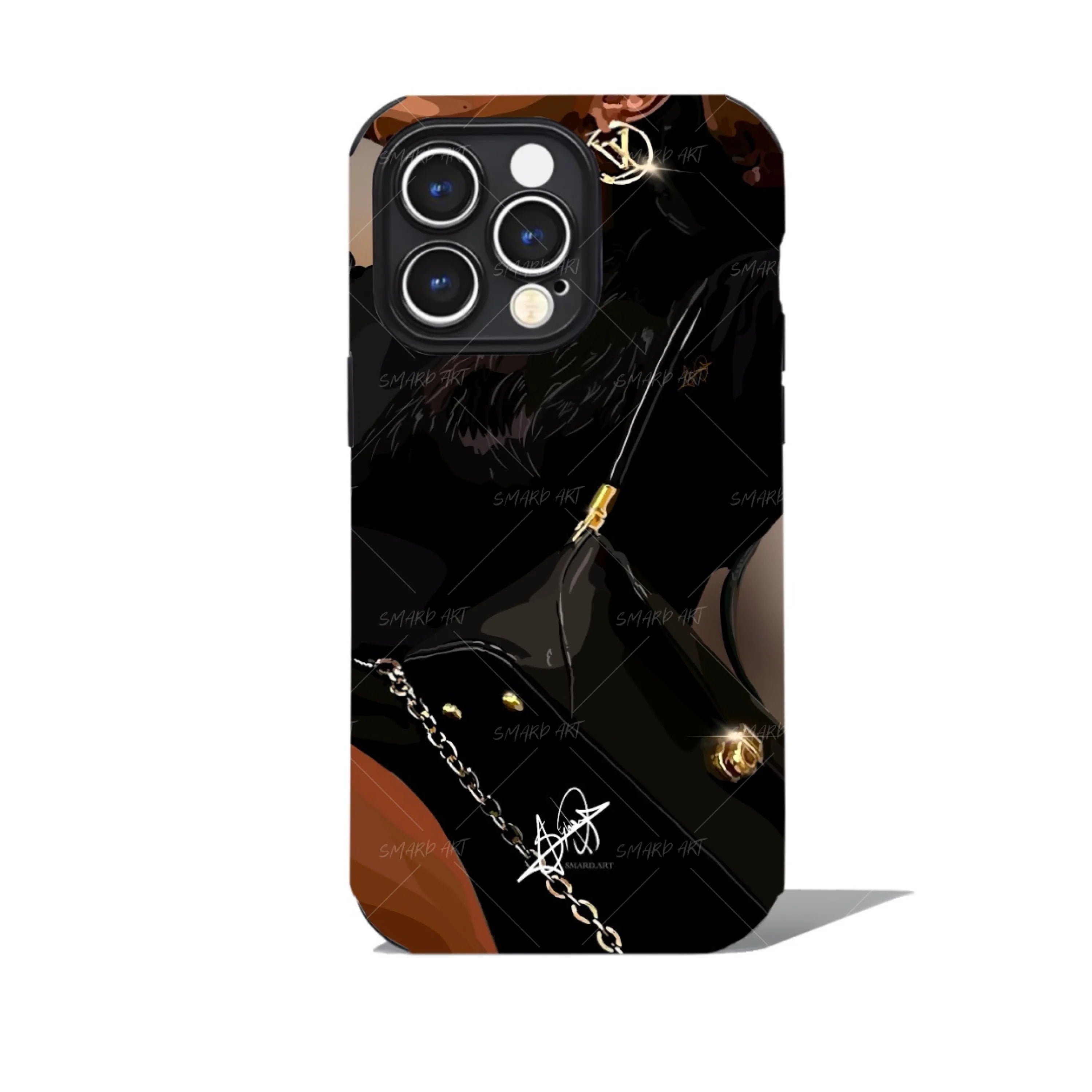 Glam Phone Case-wall art print featuring decorative artistic design suitable for living rooms, offices, and schools by SmardArt. Elevate your space with Black wall art that speaks to culture, identity, and creativity. At Smard, we celebrate artistry made with melanin, bringing powerful and inspiring designs to life.