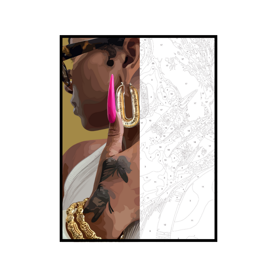 Specialty Kit : Fuchsia II-wall art print featuring decorative artistic design suitable for living rooms, offices, and schools by SmardArt. Elevate your space with Black wall art that speaks to culture, identity, and creativity. At Smard, we celebrate artistry made with melanin, bringing powerful and inspiring designs to life.