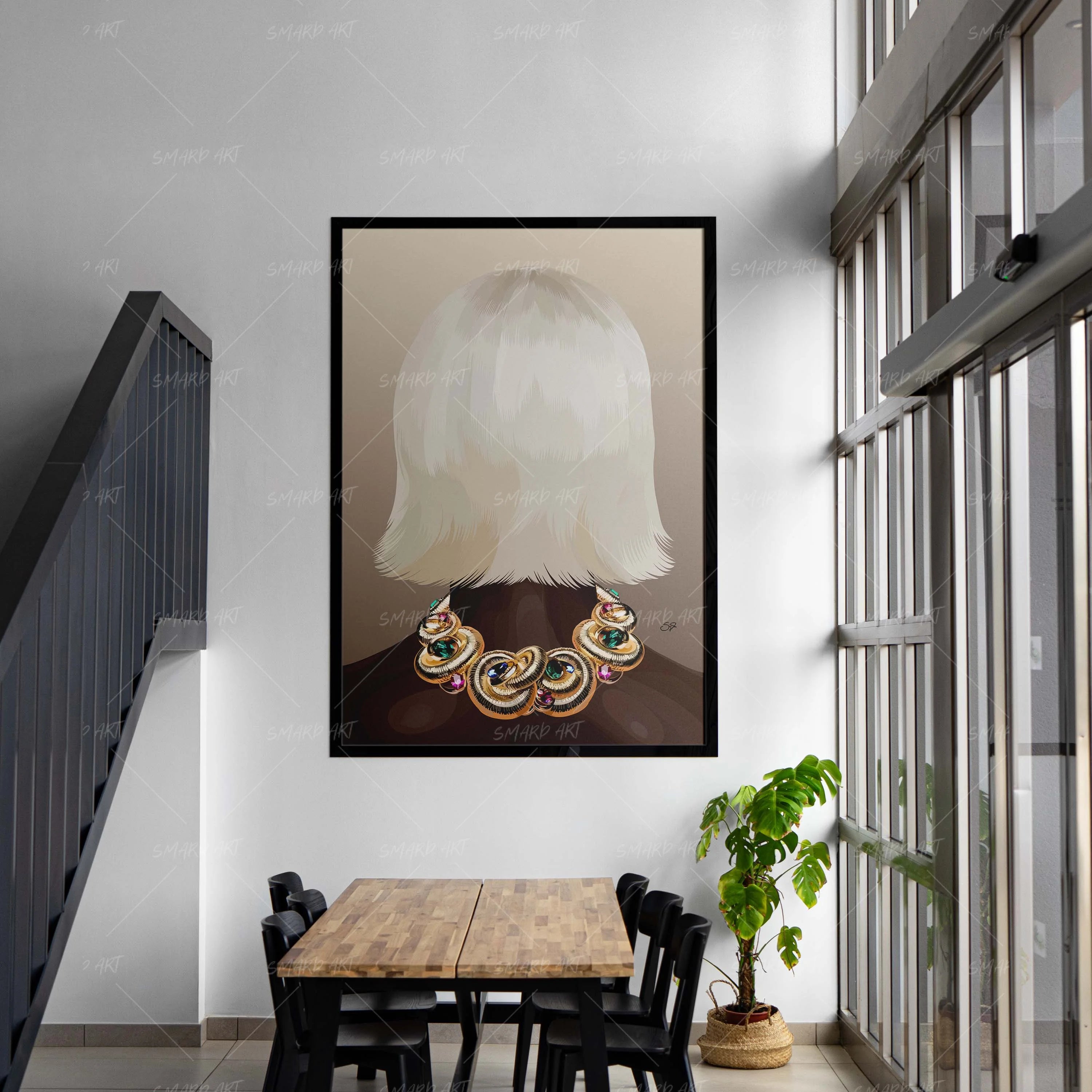 Bobiana-wall art print featuring decorative artistic design suitable for living rooms, offices, and schools by SmardArt. Elevate your space with Black wall art that speaks to culture, identity, and creativity. At Smard, we celebrate artistry made with melanin, bringing powerful and inspiring designs to life.