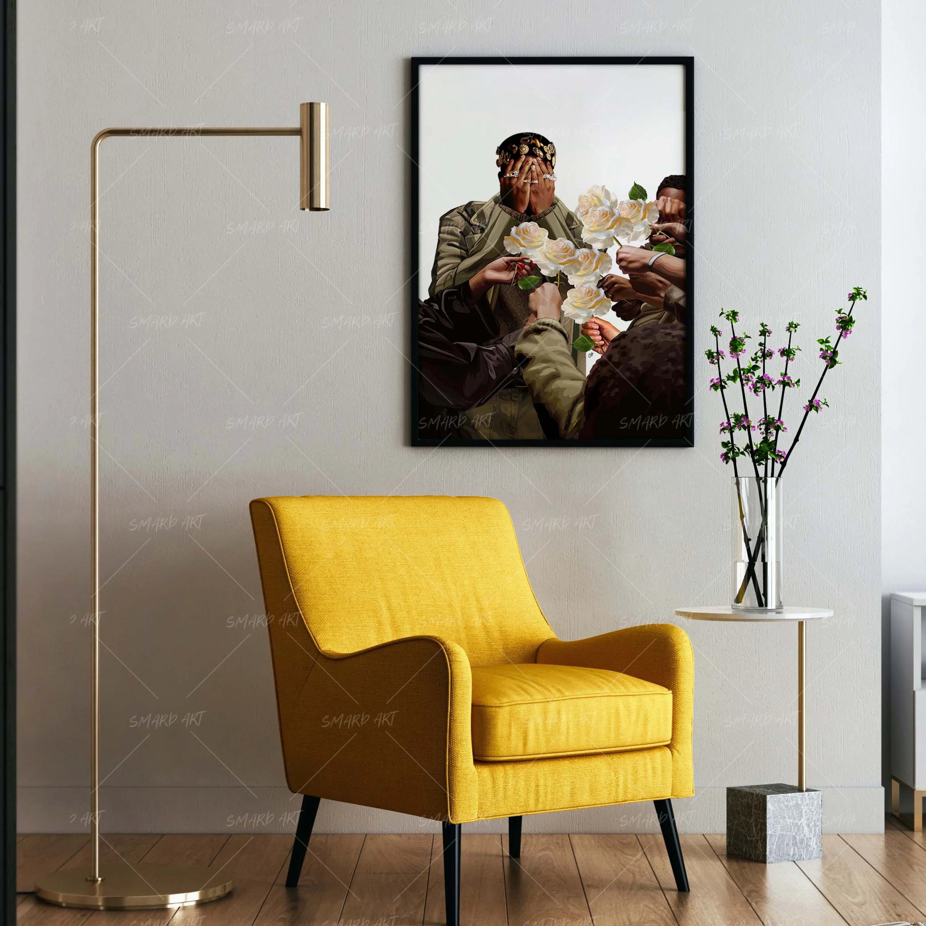 Petaled Praise-wall art print featuring decorative artistic design suitable for living rooms, offices, and schools by SmardArt. Elevate your space with Black wall art that speaks to culture, identity, and creativity. At Smard, we celebrate artistry made with melanin, bringing powerful and inspiring designs to life.