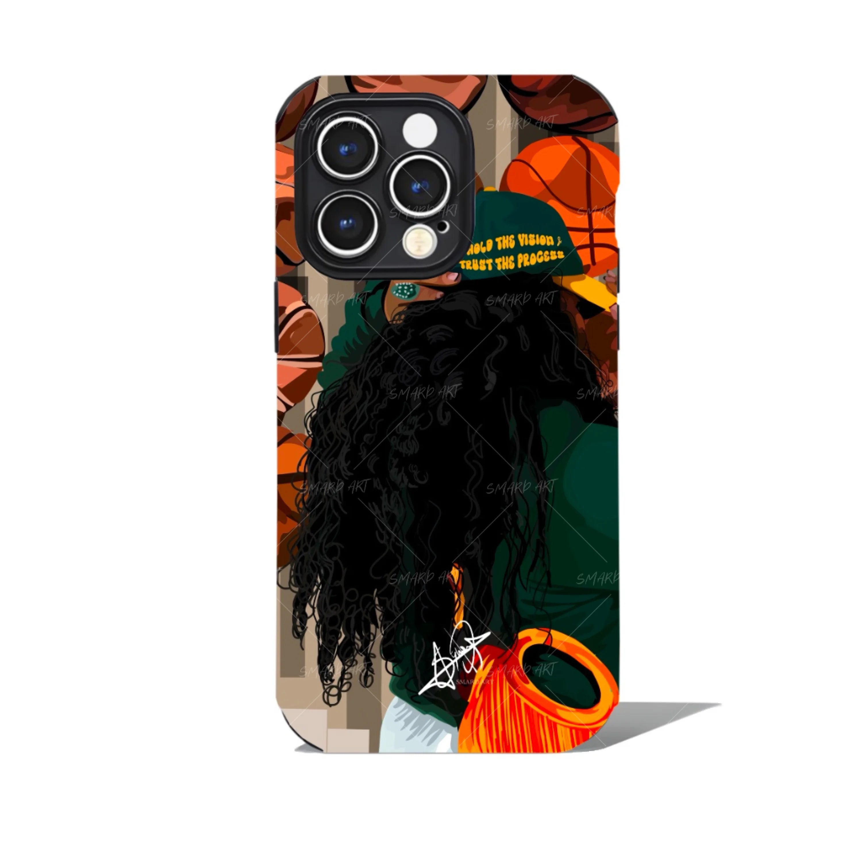 Fashion & Basketball II Phone Case-wall art print featuring decorative artistic design suitable for living rooms, offices, and schools by SmardArt. Elevate your space with Black wall art that speaks to culture, identity, and creativity. At Smard, we celebrate artistry made with melanin, bringing powerful and inspiring designs to life.
