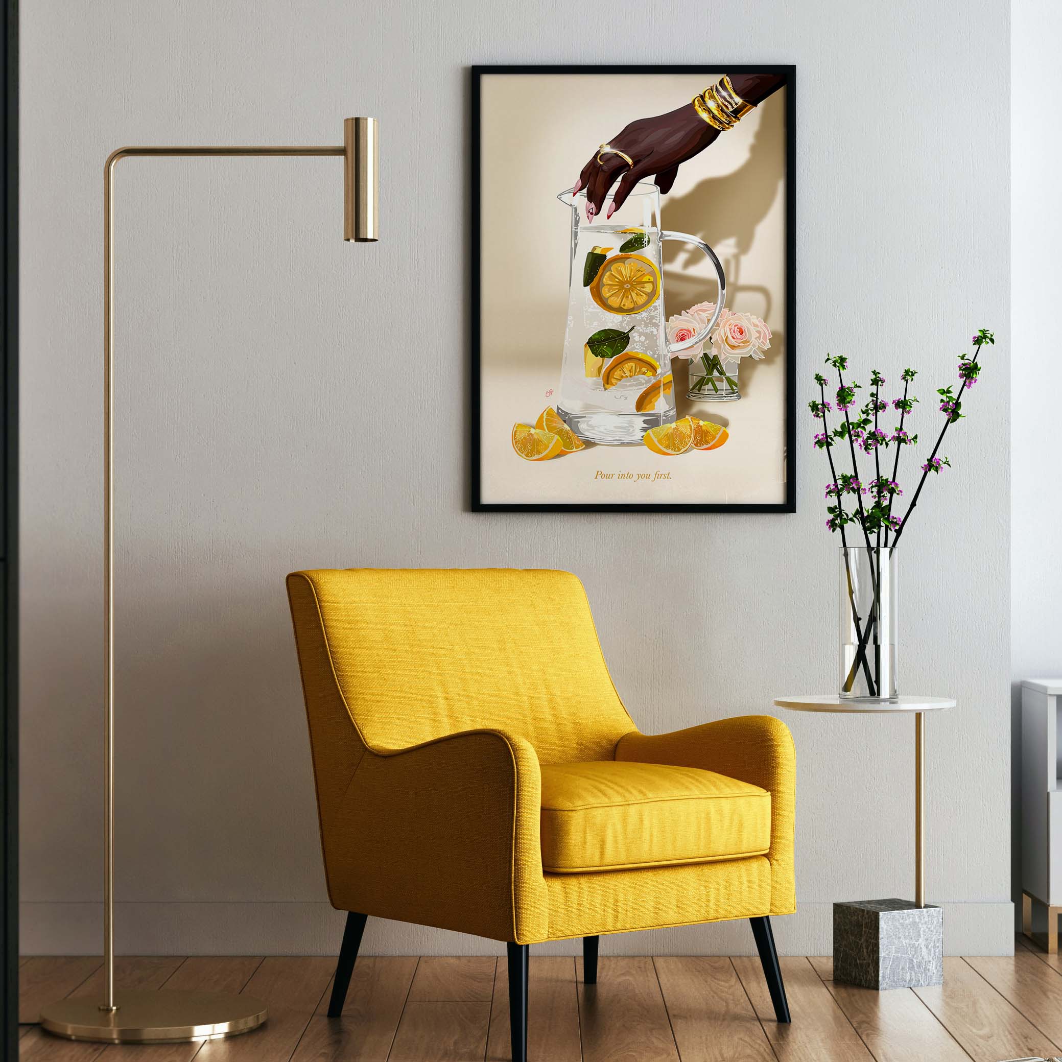 Pour Into You First II-wall art print featuring decorative artistic design suitable for living rooms, offices, and schools by SmardArt. Elevate your space with Black wall art that speaks to culture, identity, and creativity. At Smard, we celebrate artistry made with melanin, bringing powerful and inspiring designs to life.