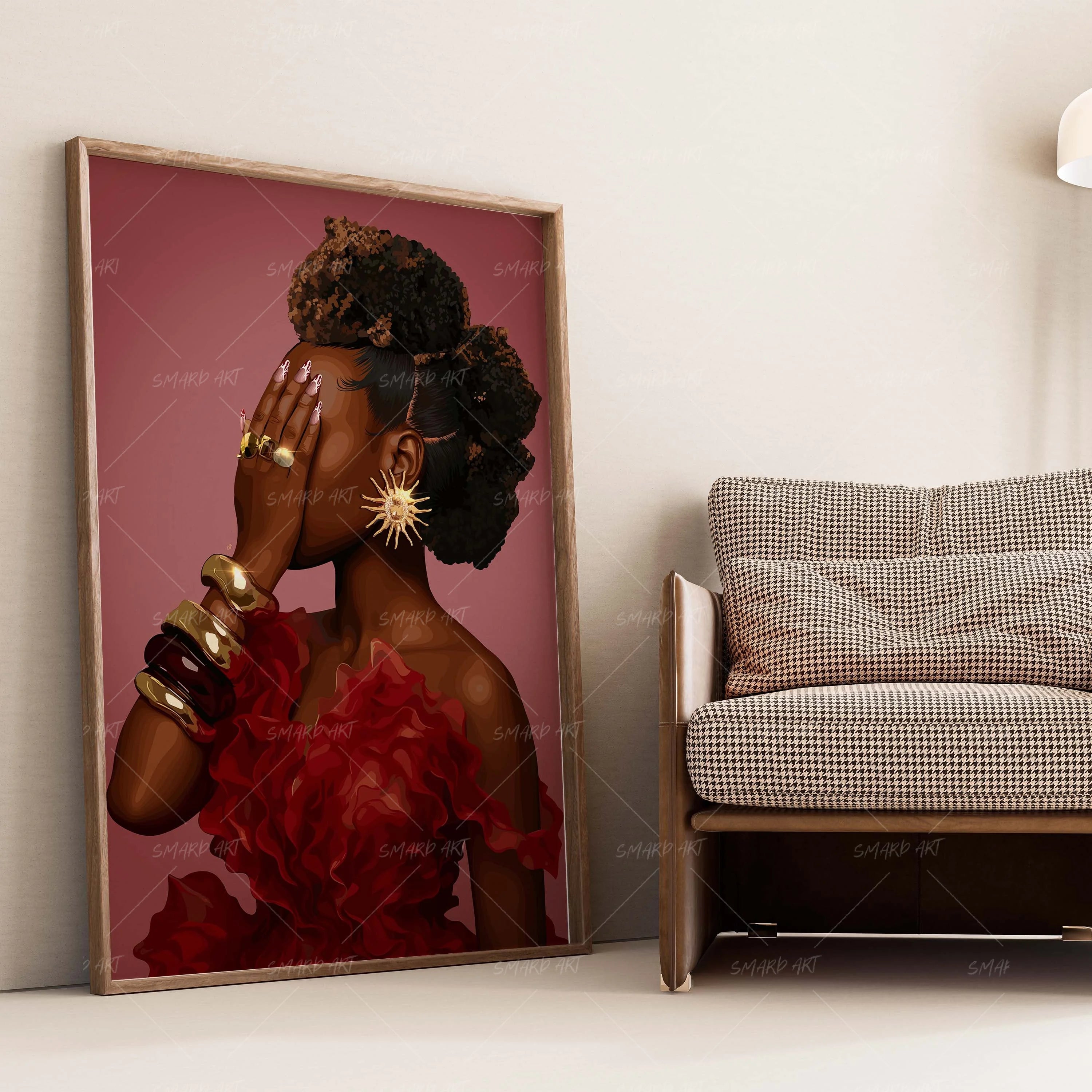 Haute Hawk-wall art print featuring decorative artistic design suitable for living rooms, offices, and schools by SmardArt. Elevate your space with Black wall art that speaks to culture, identity, and creativity. At Smard, we celebrate artistry made with melanin, bringing powerful and inspiring designs to life.