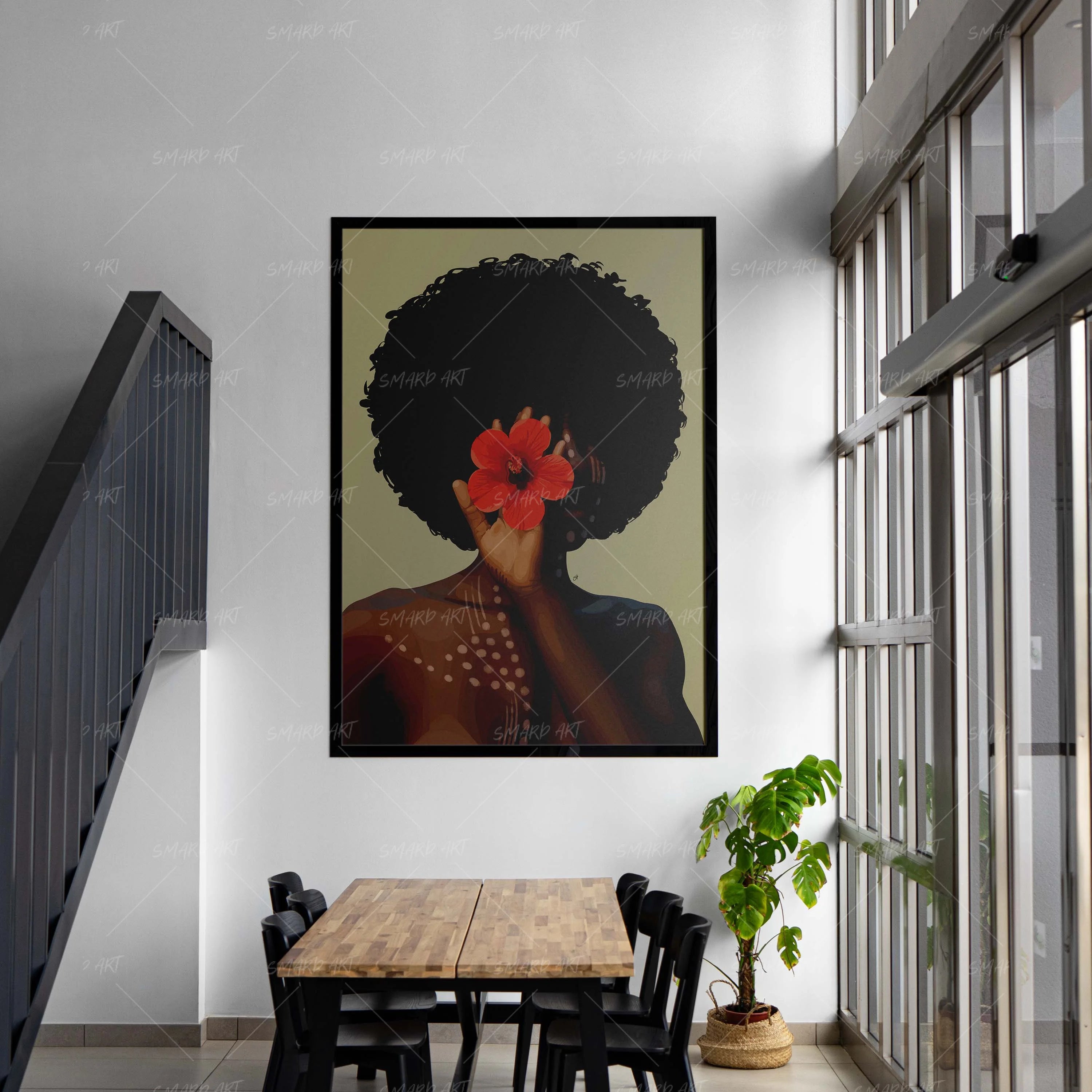 Spotted Grace-wall art print featuring decorative artistic design suitable for living rooms, offices, and schools by SmardArt. Elevate your space with Black wall art that speaks to culture, identity, and creativity. At Smard, we celebrate artistry made with melanin, bringing powerful and inspiring designs to life.