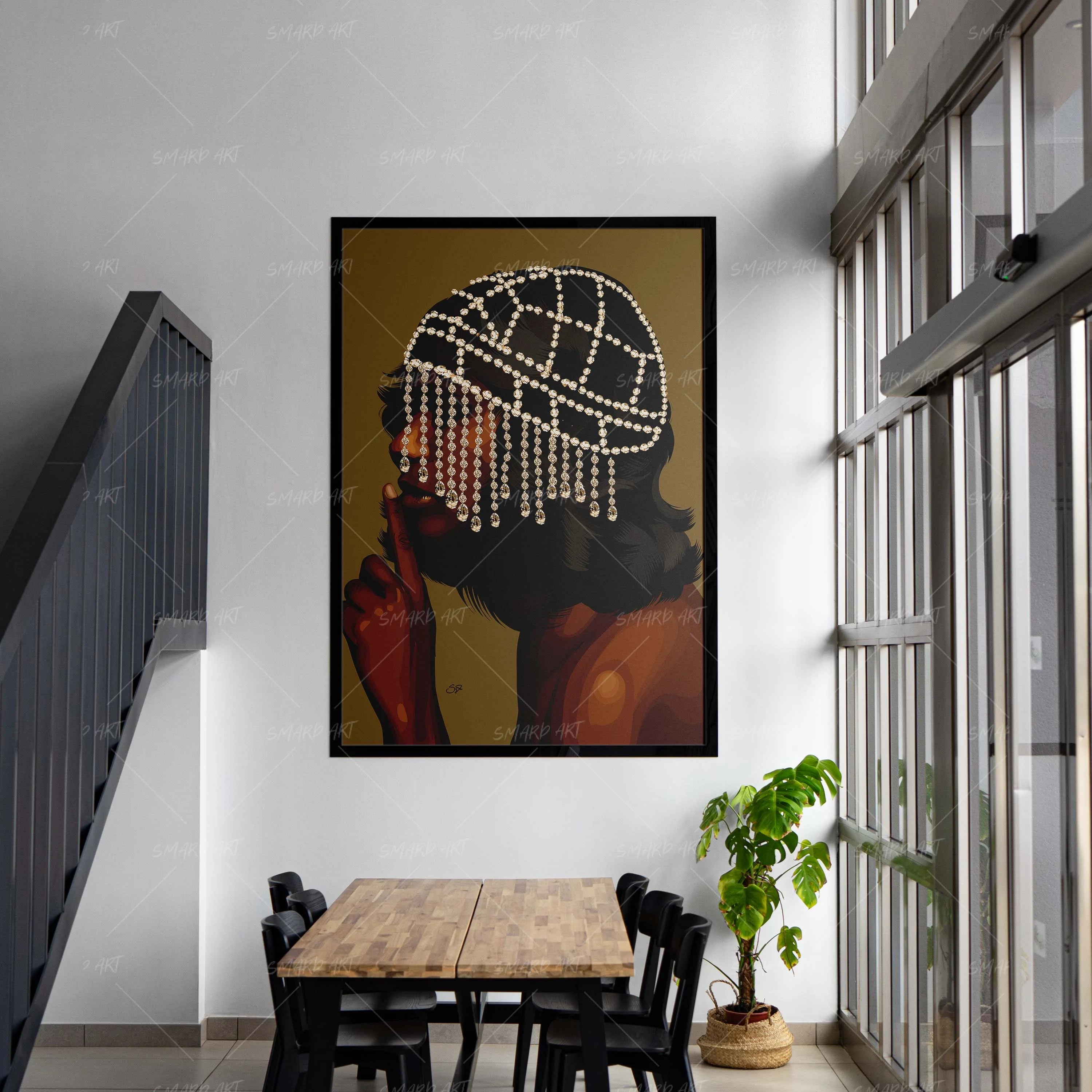 Gem Minded-wall art print featuring decorative artistic design suitable for living rooms, offices, and schools by SmardArt. Elevate your space with Black wall art that speaks to culture, identity, and creativity. At Smard, we celebrate artistry made with melanin, bringing powerful and inspiring designs to life.