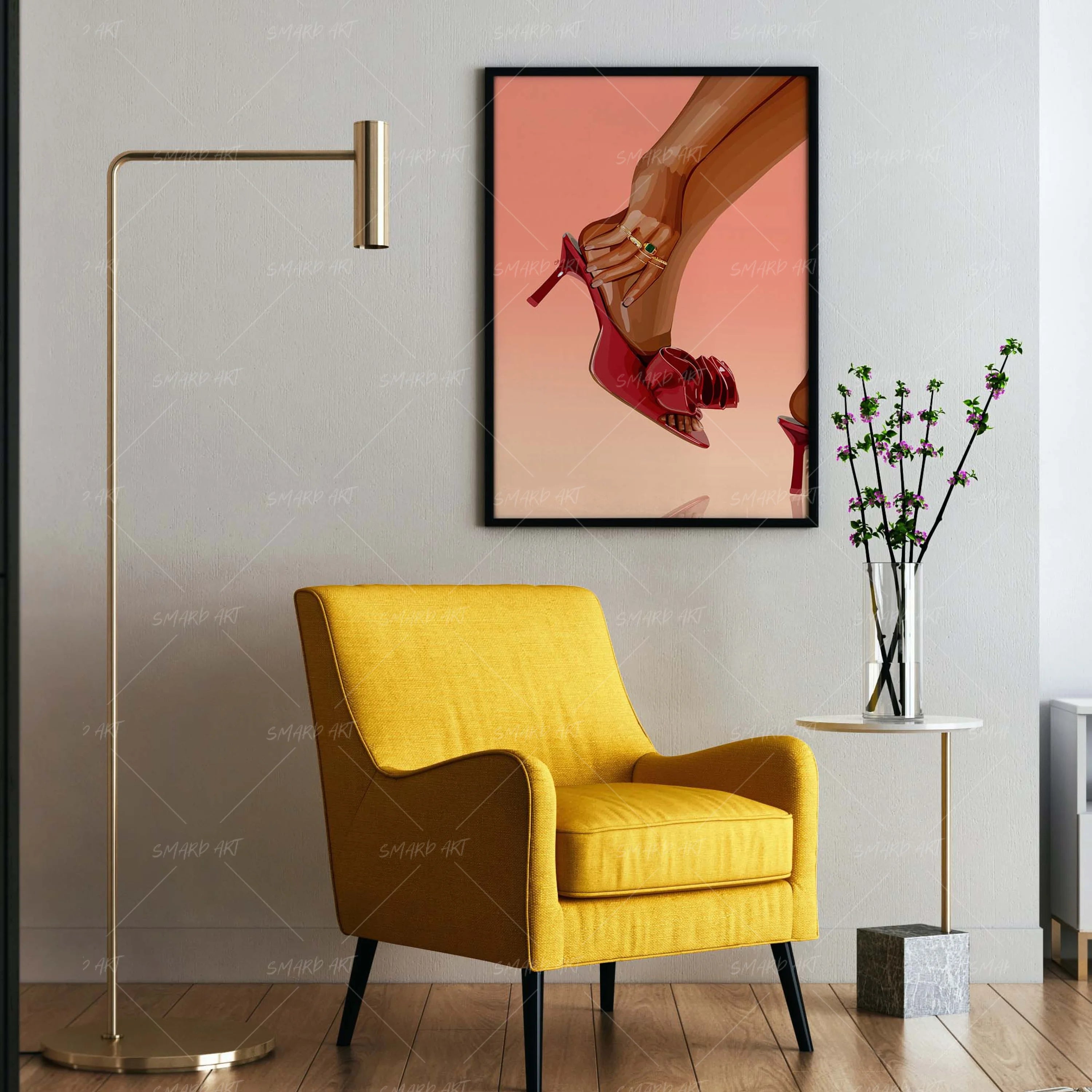 Stiletto Luxe-wall art print featuring decorative artistic design suitable for living rooms, offices, and schools by SmardArt. Elevate your space with Black wall art that speaks to culture, identity, and creativity. At Smard, we celebrate artistry made with melanin, bringing powerful and inspiring designs to life.