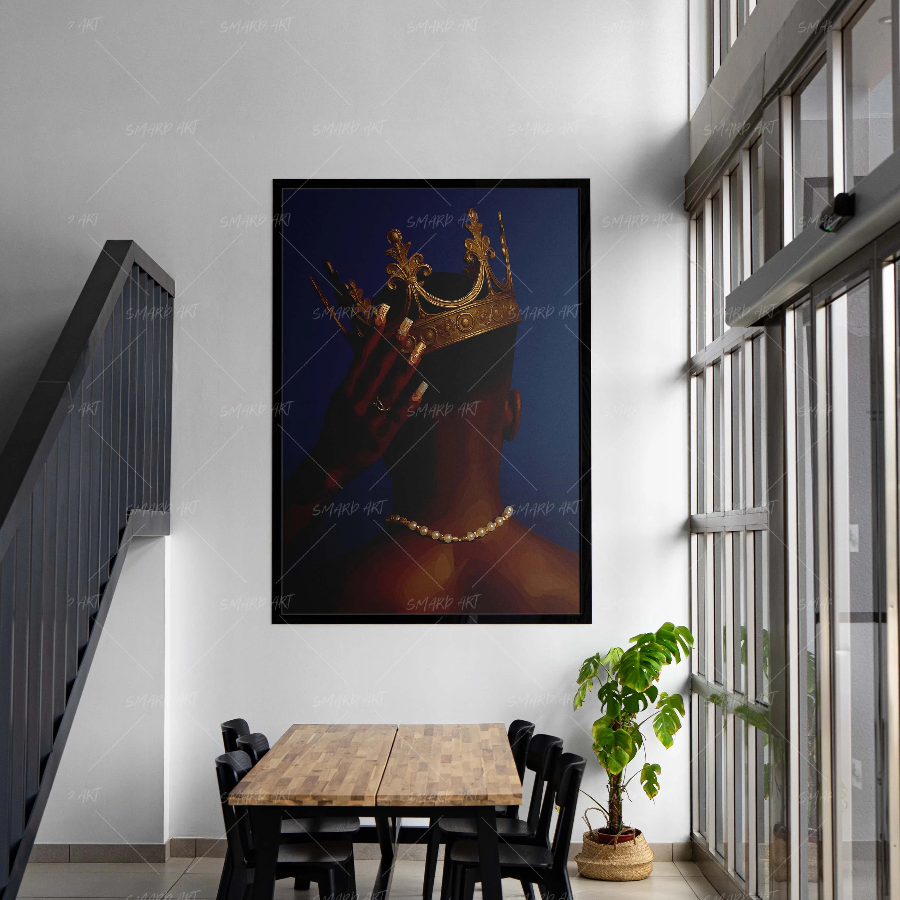Kinged Up-wall art print featuring decorative artistic design suitable for living rooms, offices, and schools by SmardArt. Elevate your space with Black wall art that speaks to culture, identity, and creativity. At Smard, we celebrate artistry made with melanin, bringing powerful and inspiring designs to life.