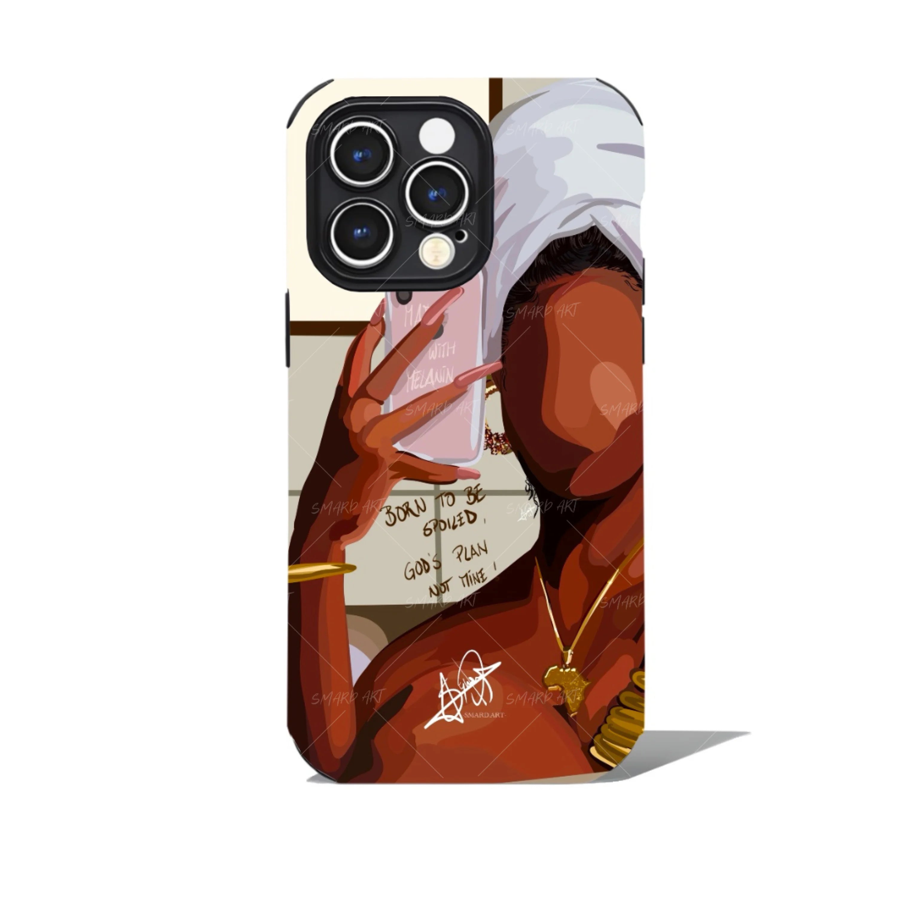 Born To Be Spoiled Phone Case-wall art print featuring decorative artistic design suitable for living rooms, offices, and schools by SmardArt. Elevate your space with Black wall art that speaks to culture, identity, and creativity. At Smard, we celebrate artistry made with melanin, bringing powerful and inspiring designs to life.