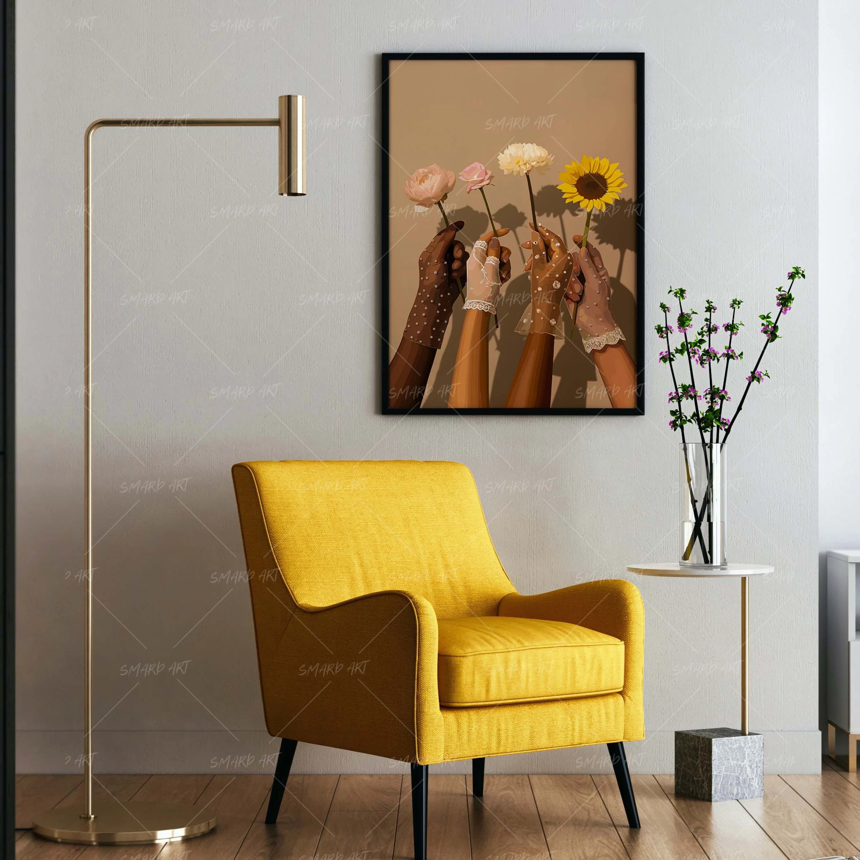 Sisterly-wall art print featuring decorative artistic design suitable for living rooms, offices, and schools by SmardArt. Elevate your space with Black wall art that speaks to culture, identity, and creativity. At Smard, we celebrate artistry made with melanin, bringing powerful and inspiring designs to life.