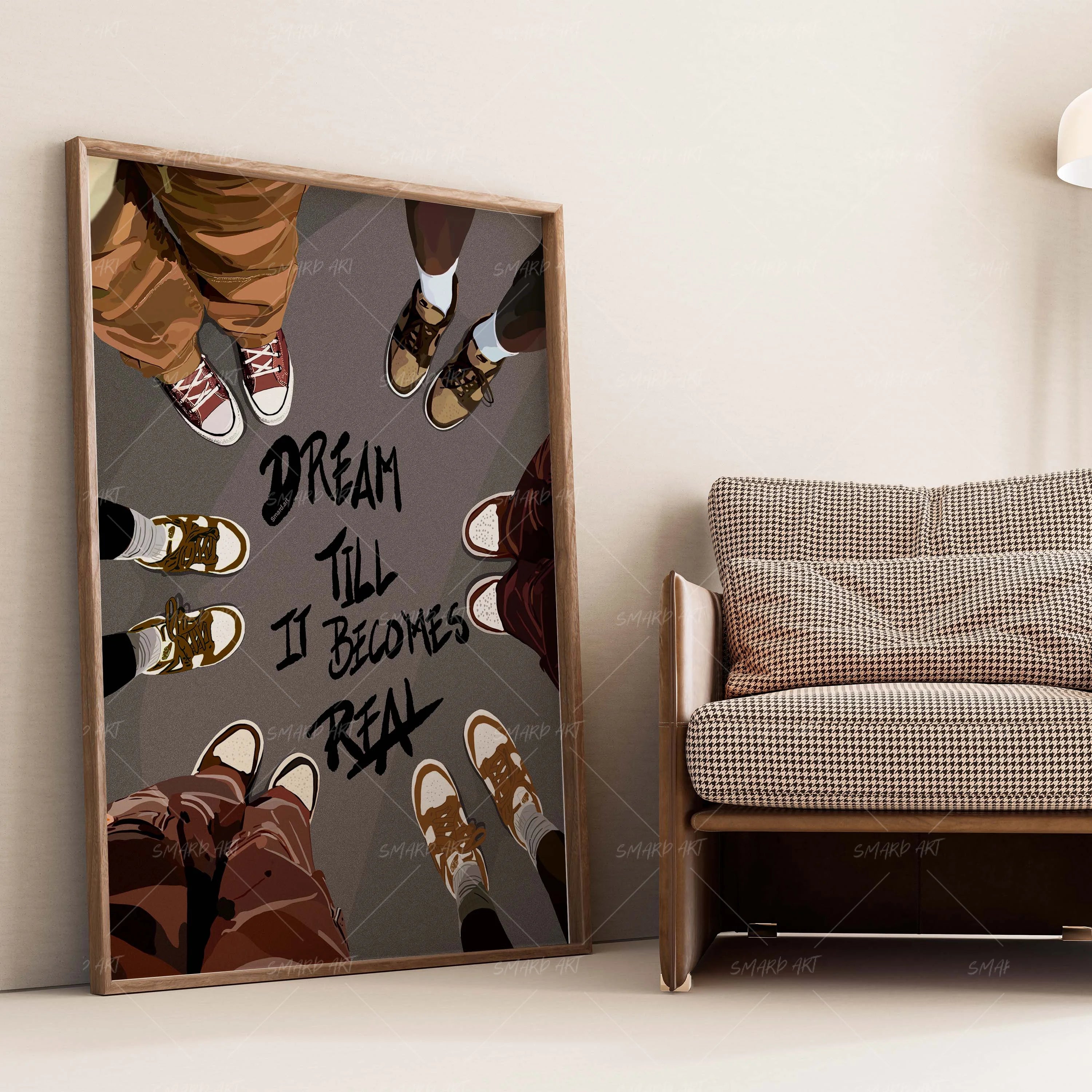 Brown II - Dream Till It Becomes Real-wall art print featuring decorative artistic design suitable for living rooms, offices, and schools by SmardArt. Elevate your space with Black wall art that speaks to culture, identity, and creativity. At Smard, we celebrate artistry made with melanin, bringing powerful and inspiring designs to life.