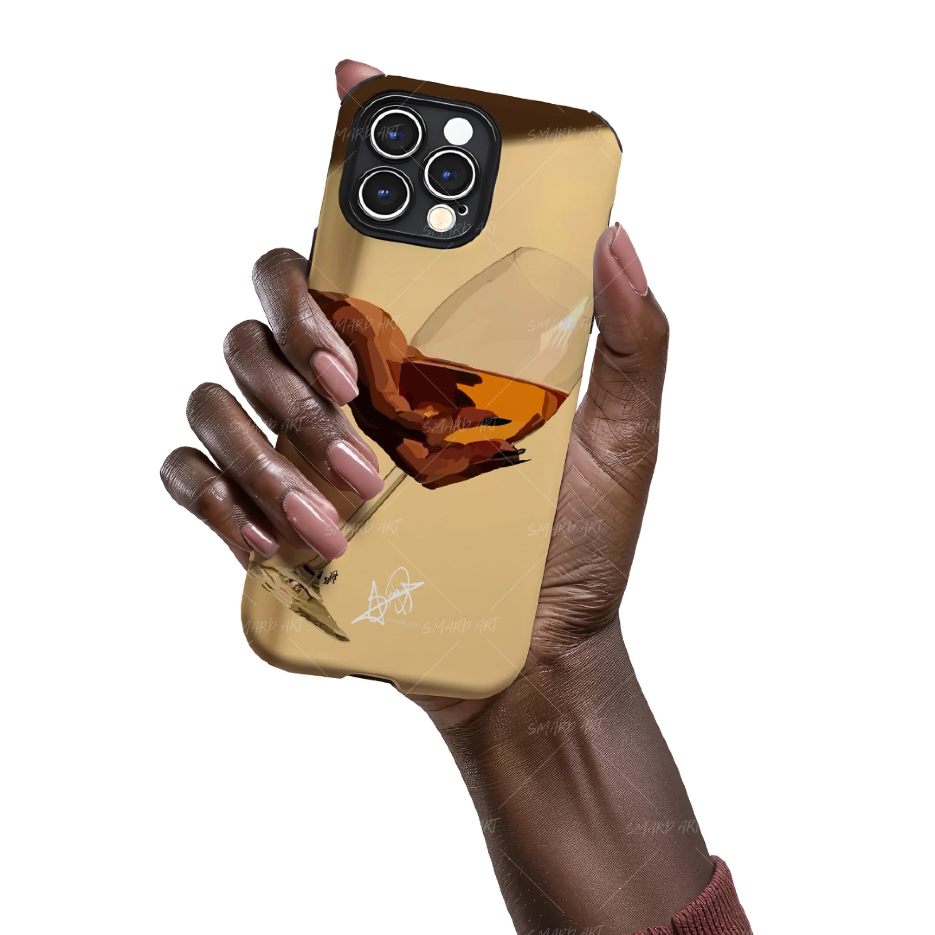 Wine & Sun Phone Case-wall art print featuring decorative artistic design suitable for living rooms, offices, and schools by SmardArt