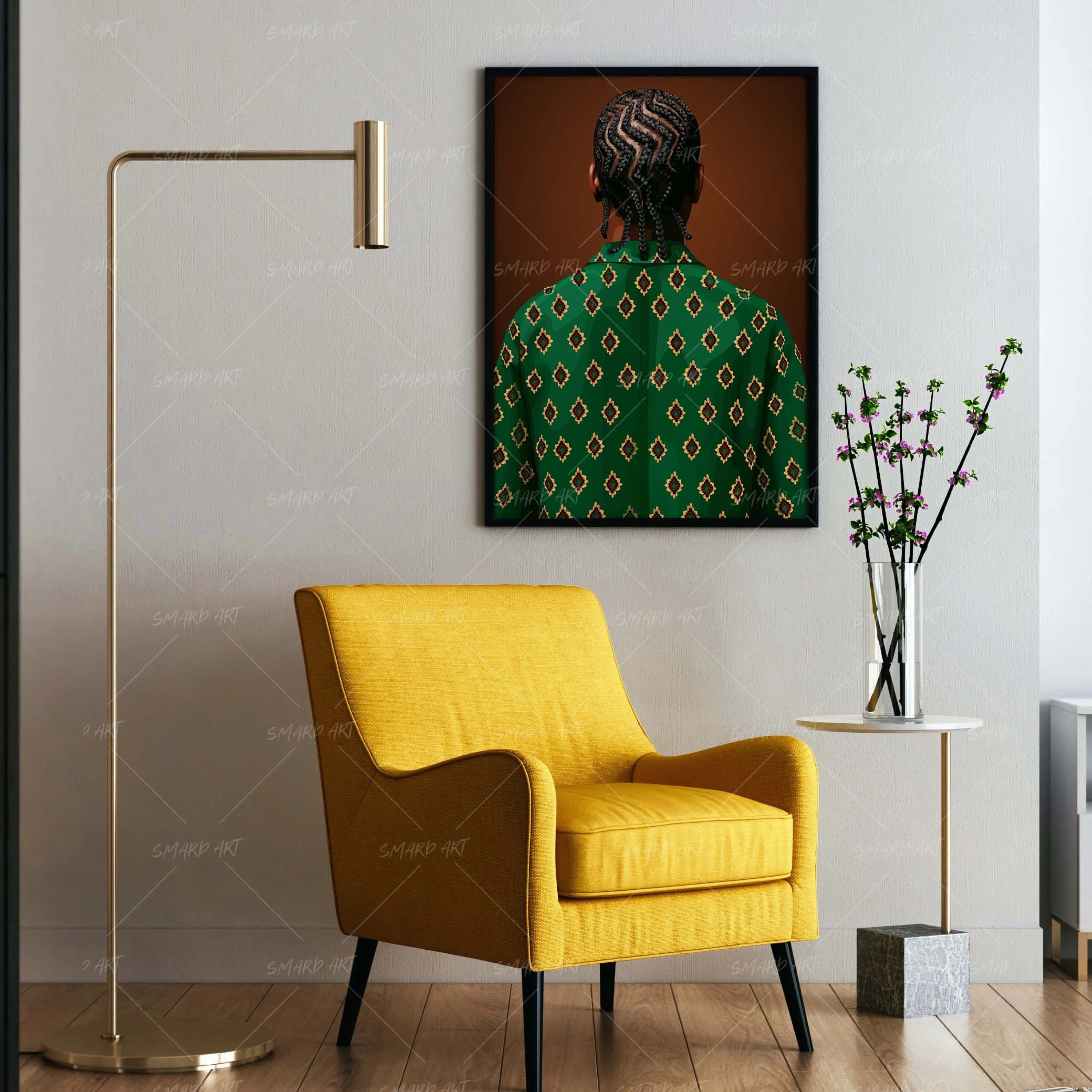 The Pattern-wall art print featuring decorative artistic design suitable for living rooms, offices, and schools by SmardArt. Elevate your space with Black wall art that speaks to culture, identity, and creativity. At Smard, we celebrate artistry made with melanin, bringing powerful and inspiring designs to life.