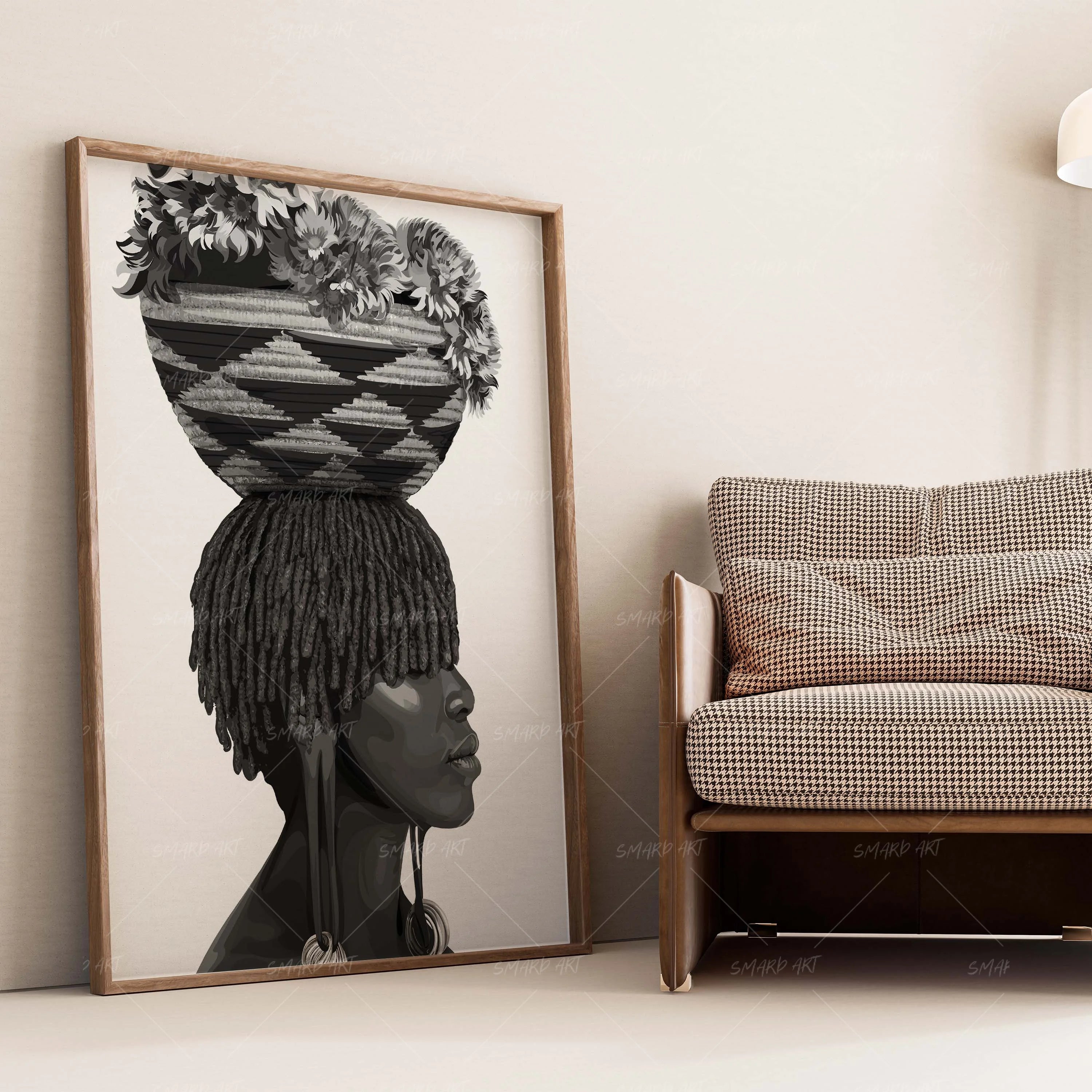 Harvest Queen-wall art print featuring decorative artistic design suitable for living rooms, offices, and schools by SmardArt. Elevate your space with Black wall art that speaks to culture, identity, and creativity. At Smard, we celebrate artistry made with melanin, bringing powerful and inspiring designs to life.