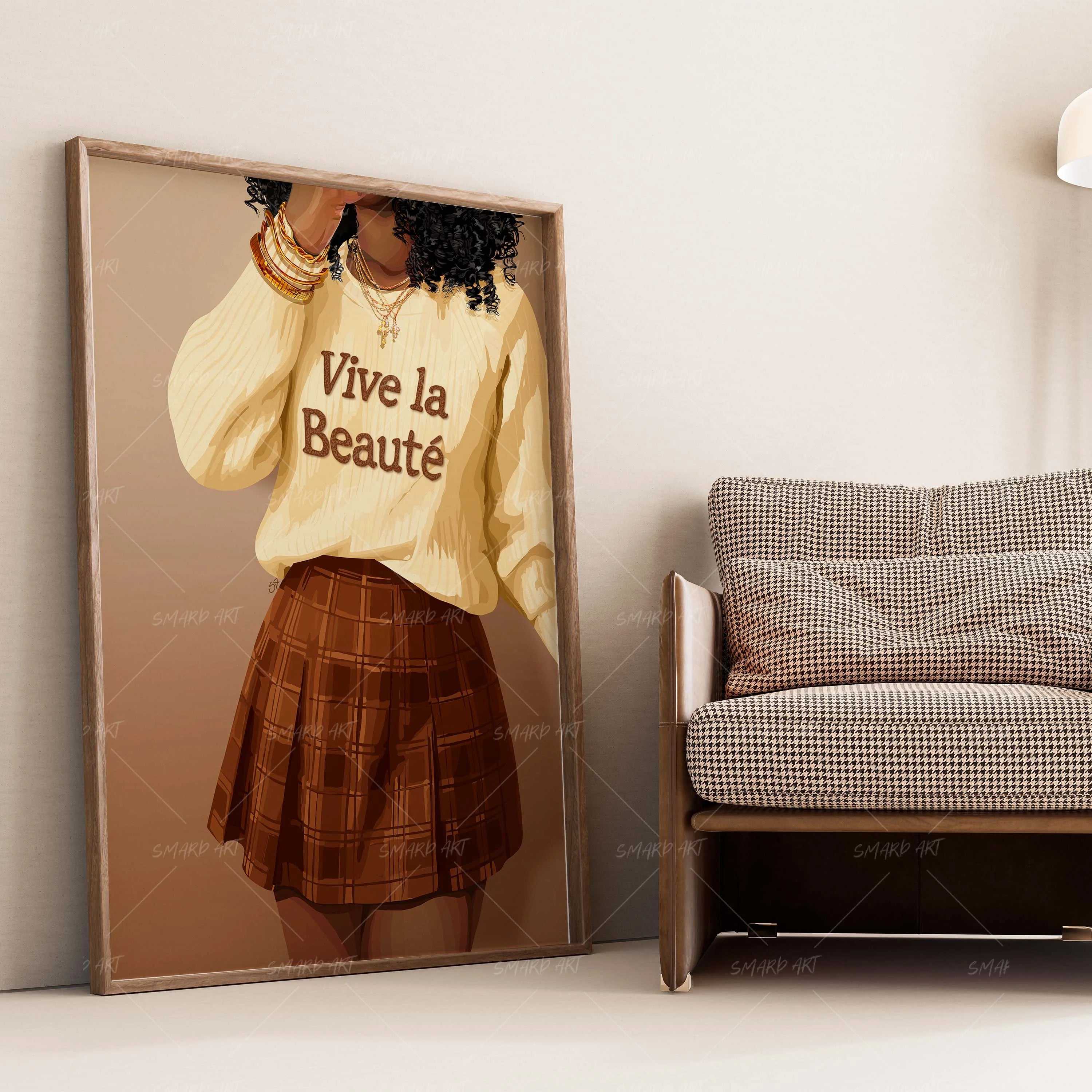 Vive La Beauté-wall art print featuring decorative artistic design suitable for living rooms, offices, and schools by SmardArt. Elevate your space with Black wall art that speaks to culture, identity, and creativity. At Smard, we celebrate artistry made with melanin, bringing powerful and inspiring designs to life.