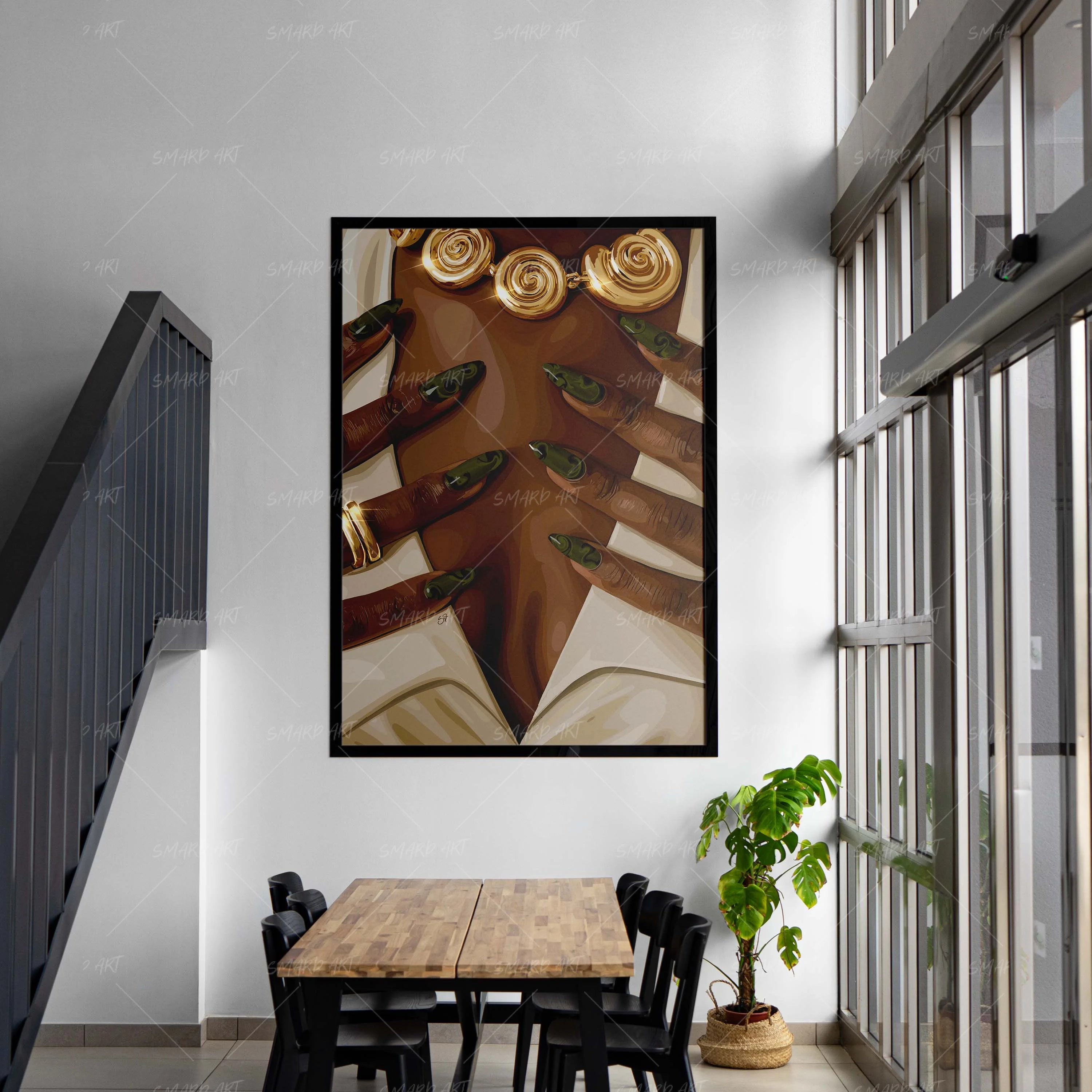 Polished-wall art print featuring decorative artistic design suitable for living rooms, offices, and schools by SmardArt. Elevate your space with Black wall art that speaks to culture, identity, and creativity. At Smard, we celebrate artistry made with melanin, bringing powerful and inspiring designs to life.