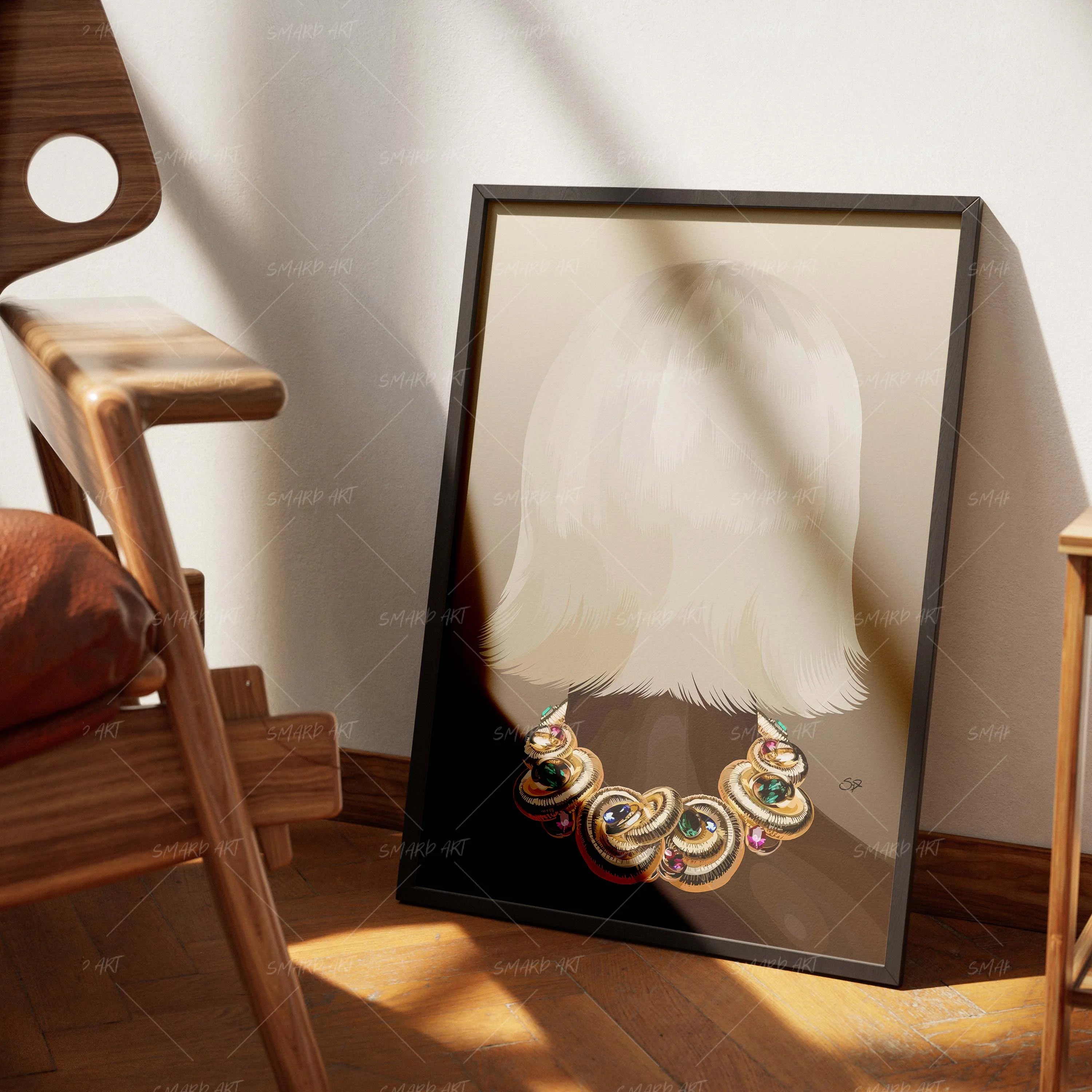 Bobiana-wall art print featuring decorative artistic design suitable for living rooms, offices, and schools by SmardArt. Elevate your space with Black wall art that speaks to culture, identity, and creativity. At Smard, we celebrate artistry made with melanin, bringing powerful and inspiring designs to life.