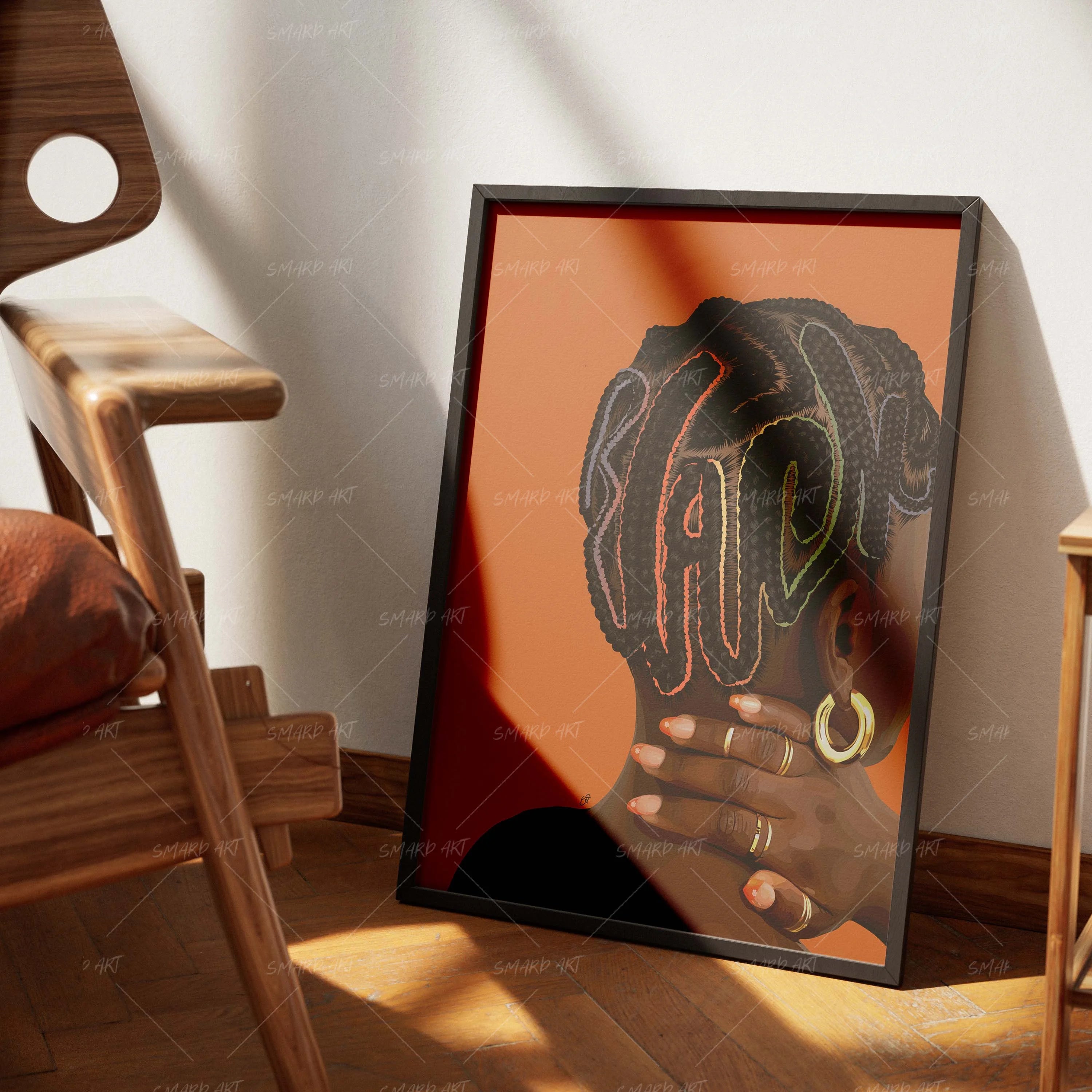 Spell It Black-wall art print featuring decorative artistic design suitable for living rooms, offices, and schools by SmardArt. Elevate your space with Black wall art that speaks to culture, identity, and creativity. At Smard, we celebrate artistry made with melanin, bringing powerful and inspiring designs to life.