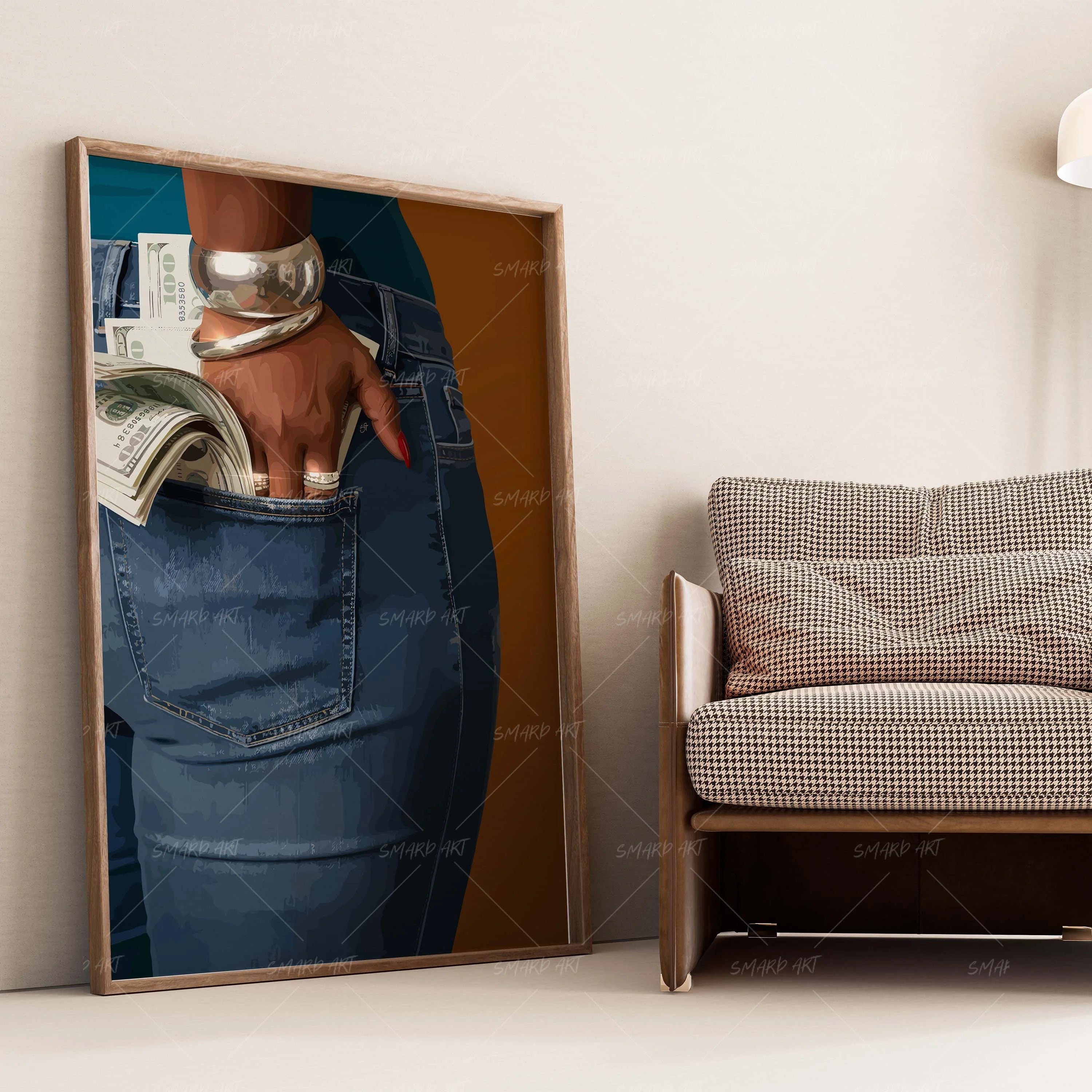 Heavy Pockets-wall art print featuring decorative artistic design suitable for living rooms, offices, and schools by SmardArt. Elevate your space with Black wall art that speaks to culture, identity, and creativity. At Smard, we celebrate artistry made with melanin, bringing powerful and inspiring designs to life.