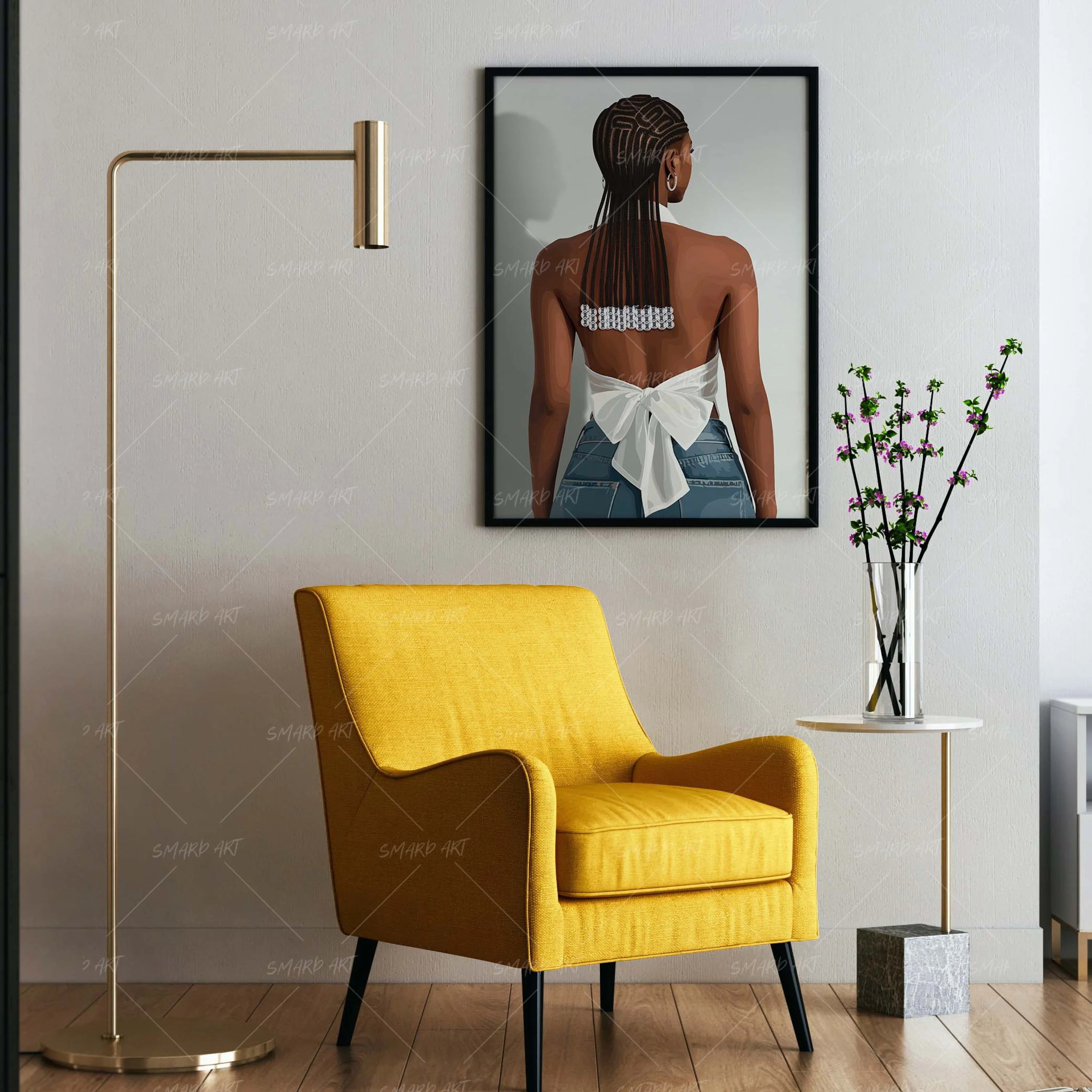 Braided-wall art print featuring decorative artistic design suitable for living rooms, offices, and schools by SmardArt. Elevate your space with Black wall art that speaks to culture, identity, and creativity. At Smard, we celebrate artistry made with melanin, bringing powerful and inspiring designs to life.