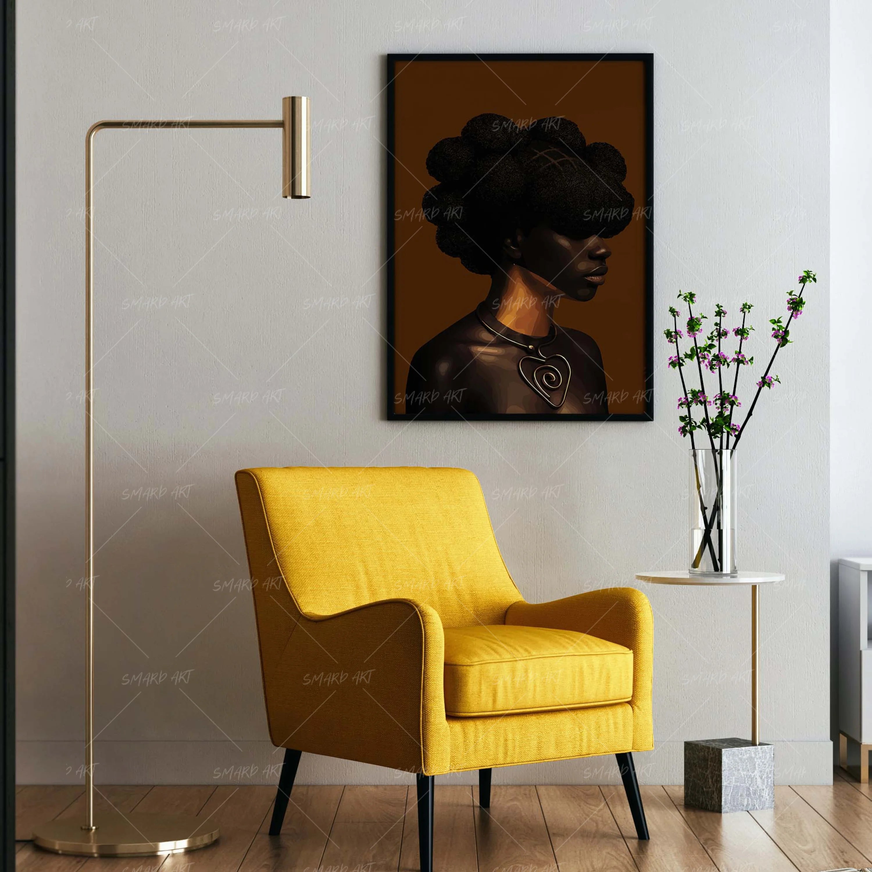 Dipped In Gold-wall art print featuring decorative artistic design suitable for living rooms, offices, and schools by SmardArt. Elevate your space with Black wall art that speaks to culture, identity, and creativity. At Smard, we celebrate artistry made with melanin, bringing powerful and inspiring designs to life.