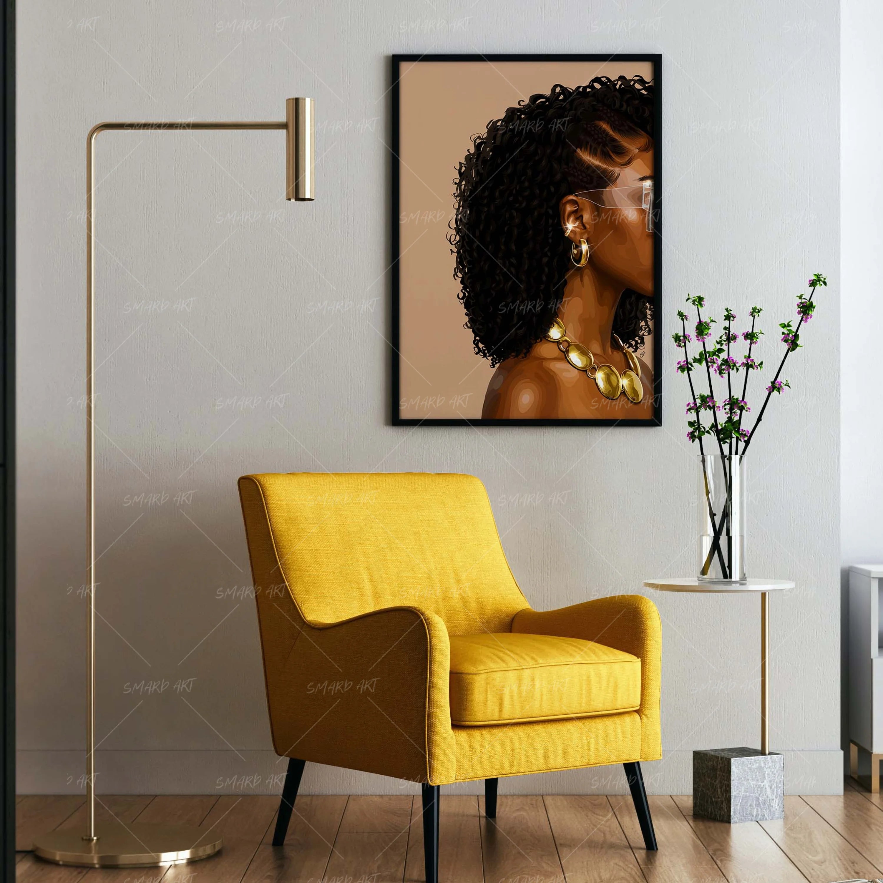 Gold Baby-wall art print featuring decorative artistic design suitable for living rooms, offices, and schools by SmardArt. Elevate your space with Black wall art that speaks to culture, identity, and creativity. At Smard, we celebrate artistry made with melanin, bringing powerful and inspiring designs to life.