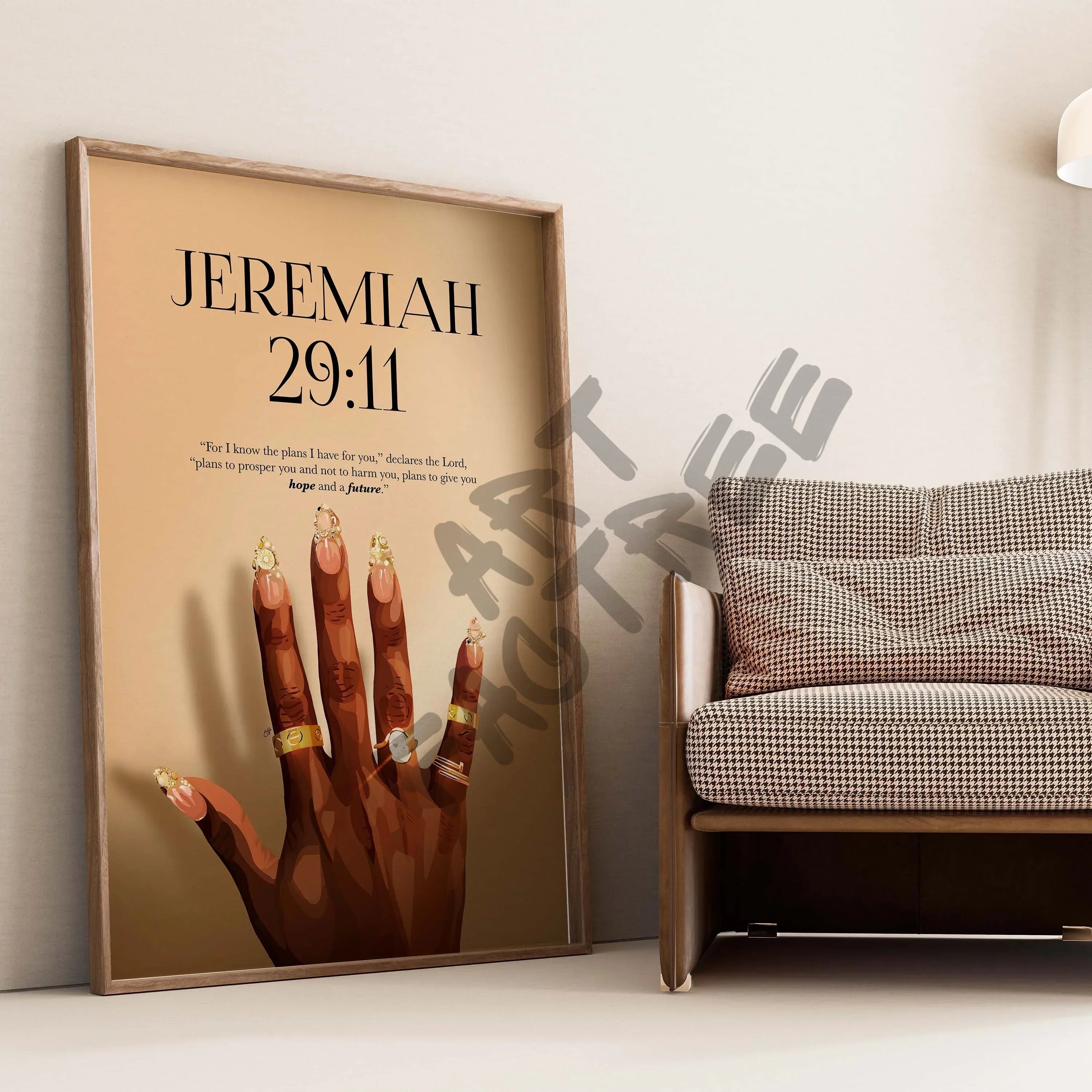 Plans To Prosper - Jeremiah 29:11-wall art print featuring decorative artistic design suitable for living rooms, offices, and schools by SmardArt. Elevate your space with Black wall art that speaks to culture, identity, and creativity. At Smard, we celebrate artistry made with melanin, bringing powerful and inspiring designs to life.