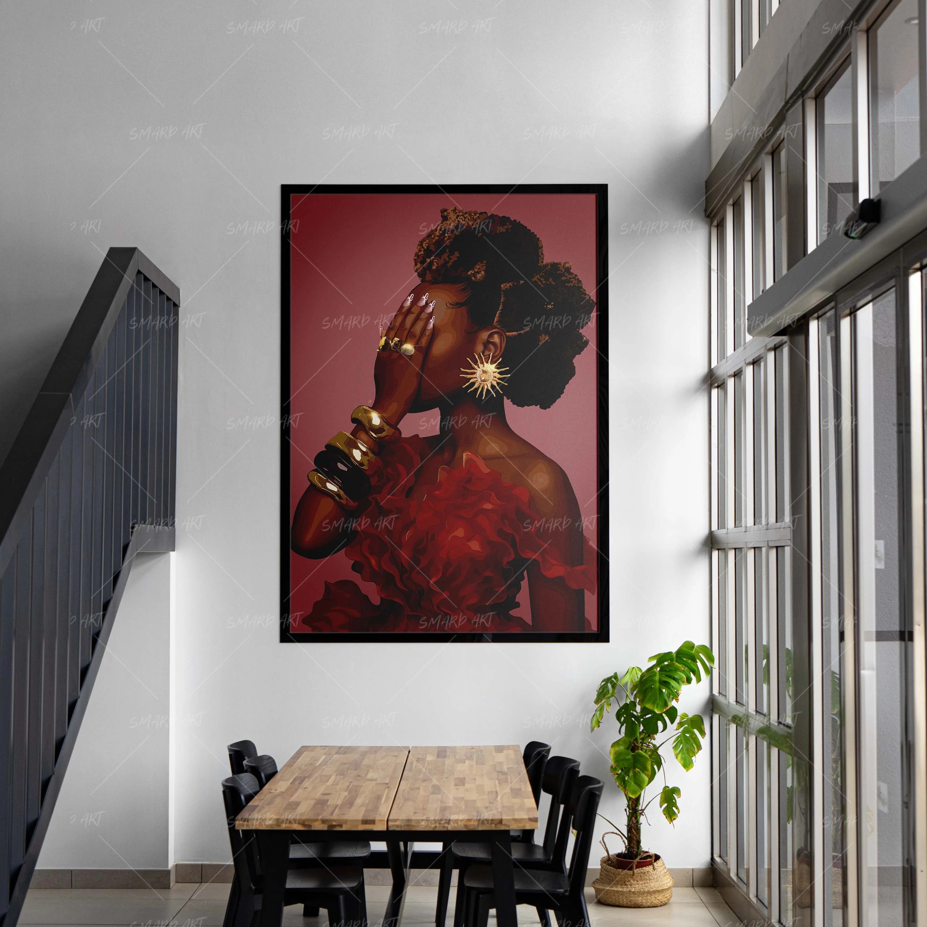 Haute Hawk-wall art print featuring decorative artistic design suitable for living rooms, offices, and schools by SmardArt. Elevate your space with Black wall art that speaks to culture, identity, and creativity. At Smard, we celebrate artistry made with melanin, bringing powerful and inspiring designs to life.