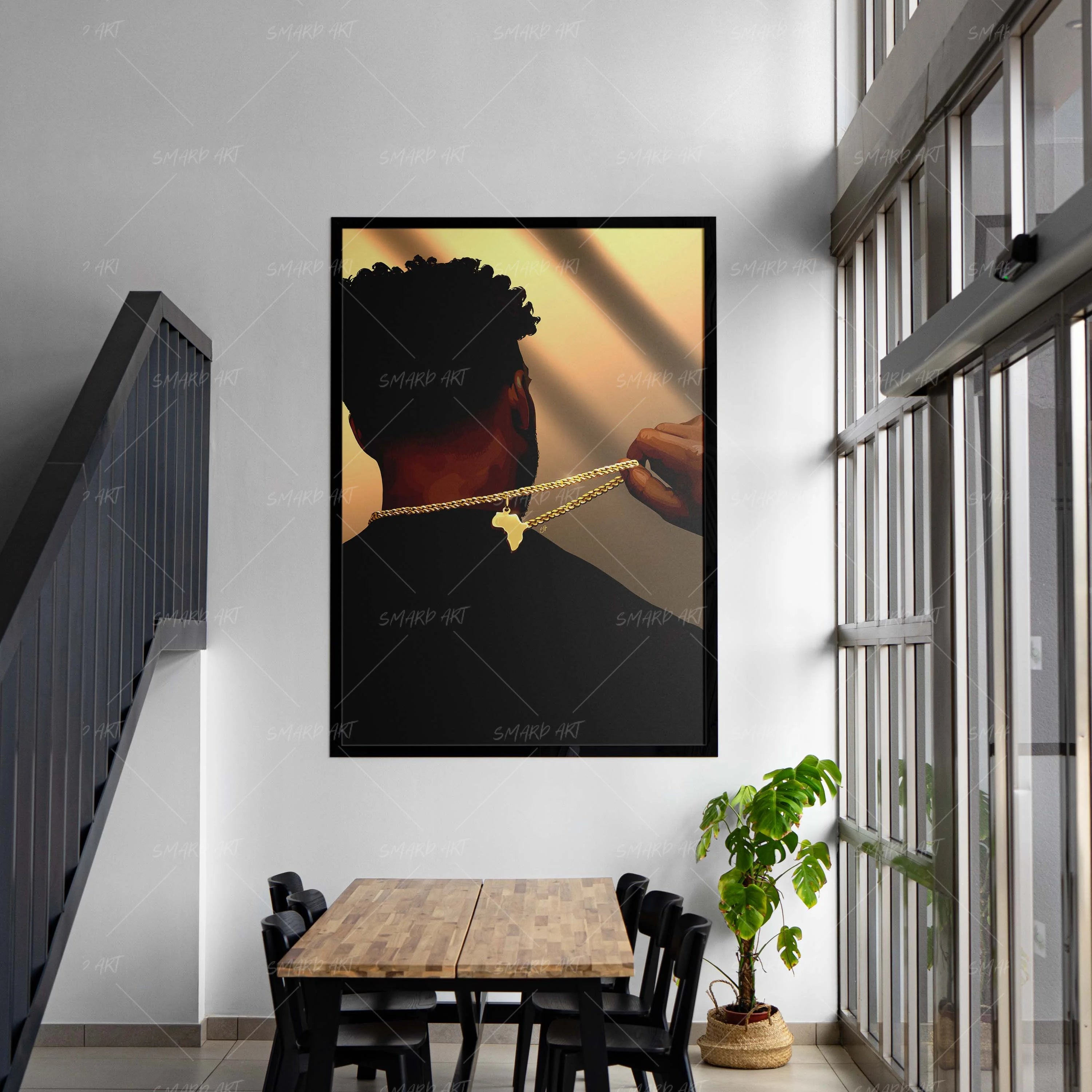 Home-wall art print featuring decorative artistic design suitable for living rooms, offices, and schools by SmardArt. Elevate your space with Black wall art that speaks to culture, identity, and creativity. At Smard, we celebrate artistry made with melanin, bringing powerful and inspiring designs to life.
