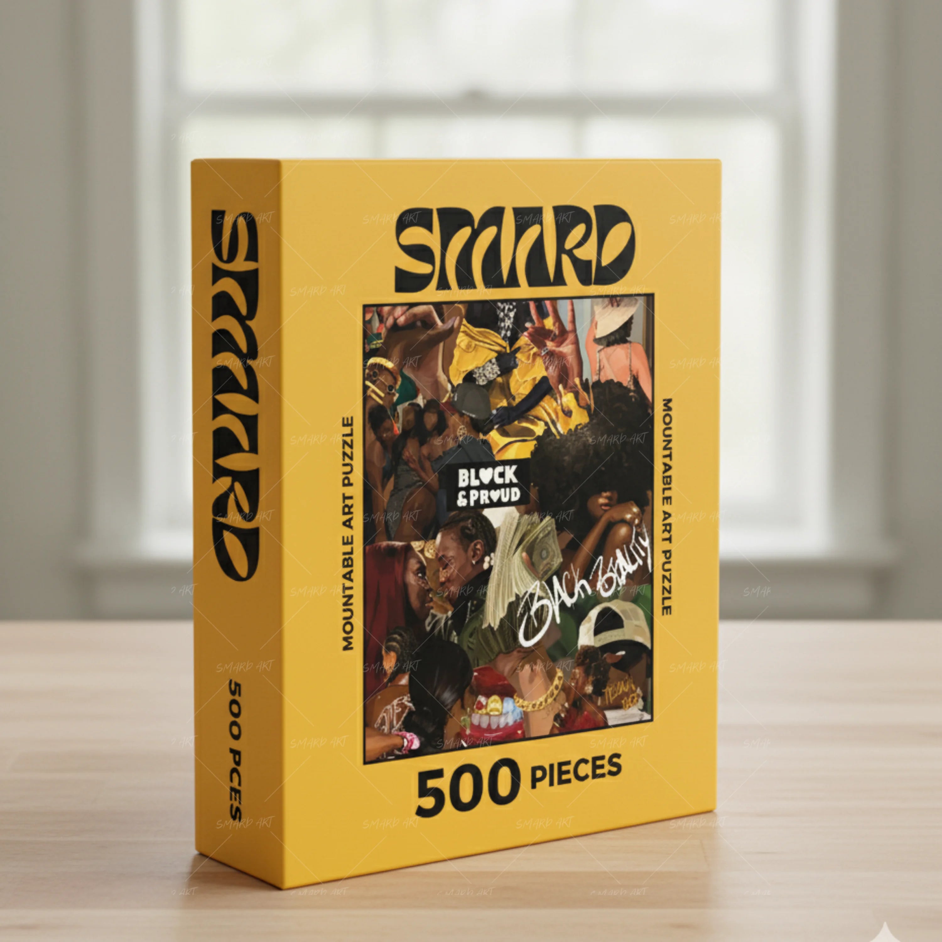 Black & Proud Collage Puzzle-wall art print featuring decorative artistic design suitable for living rooms, offices, and schools by SmardArt. Elevate your space with Black wall art that speaks to culture, identity, and creativity. At Smard, we celebrate artistry made with melanin, bringing powerful and inspiring designs to life.