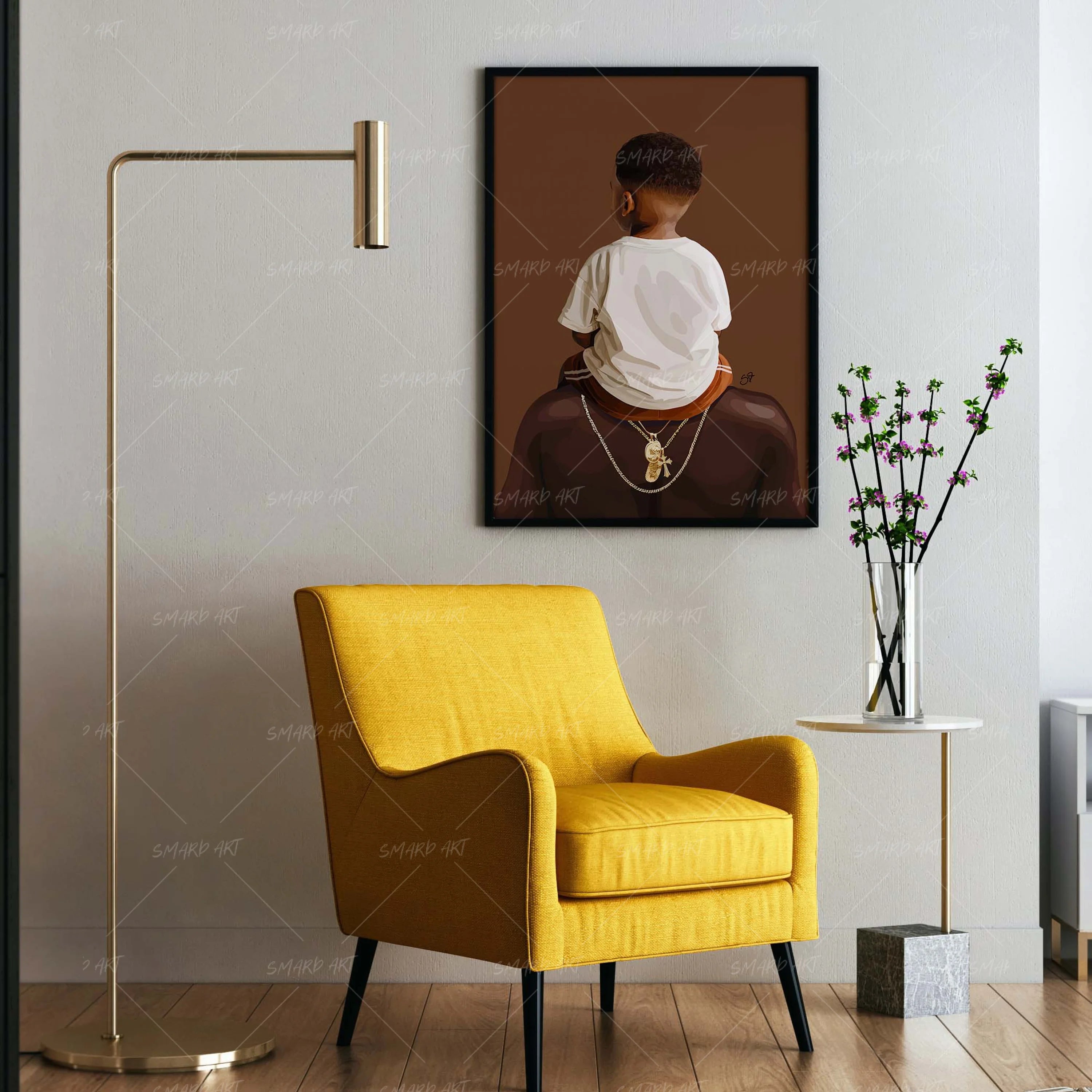 Safe Above-wall art print featuring decorative artistic design suitable for living rooms, offices, and schools by SmardArt. Elevate your space with Black wall art that speaks to culture, identity, and creativity. At Smard, we celebrate artistry made with melanin, bringing powerful and inspiring designs to life.