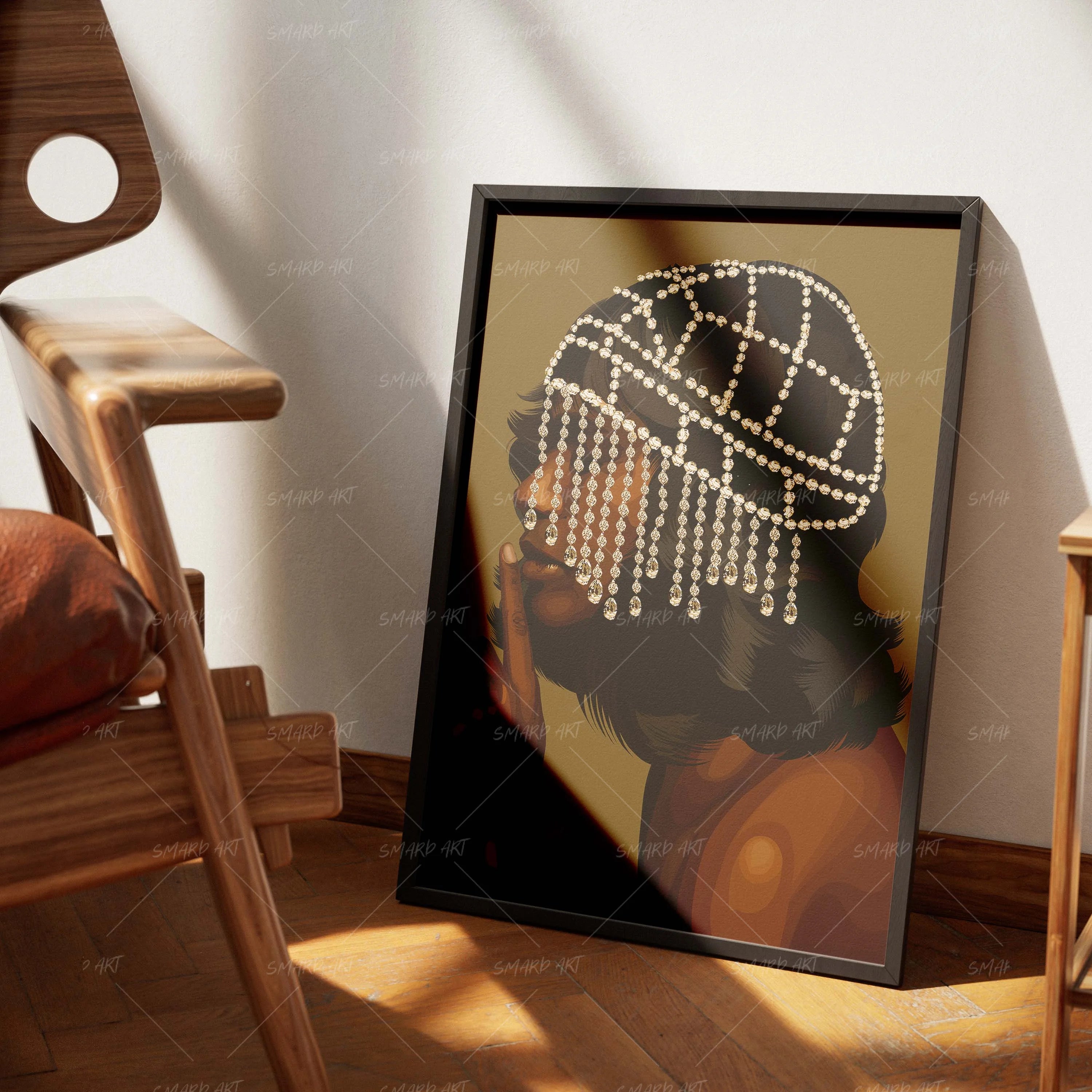 Gem Minded-wall art print featuring decorative artistic design suitable for living rooms, offices, and schools by SmardArt. Elevate your space with Black wall art that speaks to culture, identity, and creativity. At Smard, we celebrate artistry made with melanin, bringing powerful and inspiring designs to life.