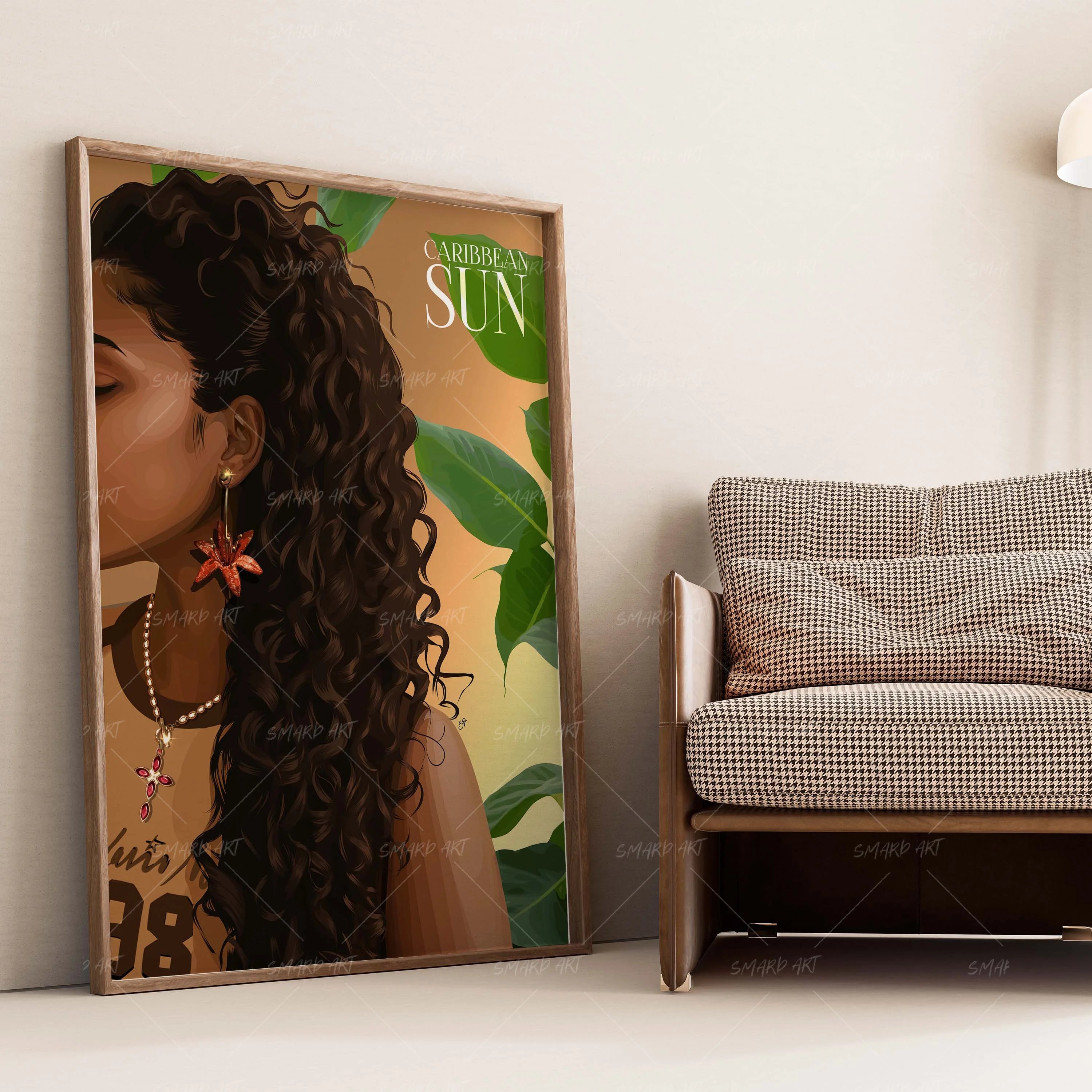 Caribbean Sun-wall art print featuring decorative artistic design suitable for living rooms, offices, and schools by SmardArt. Elevate your space with Black wall art that speaks to culture, identity, and creativity. At Smard, we celebrate artistry made with melanin, bringing powerful and inspiring designs to life.