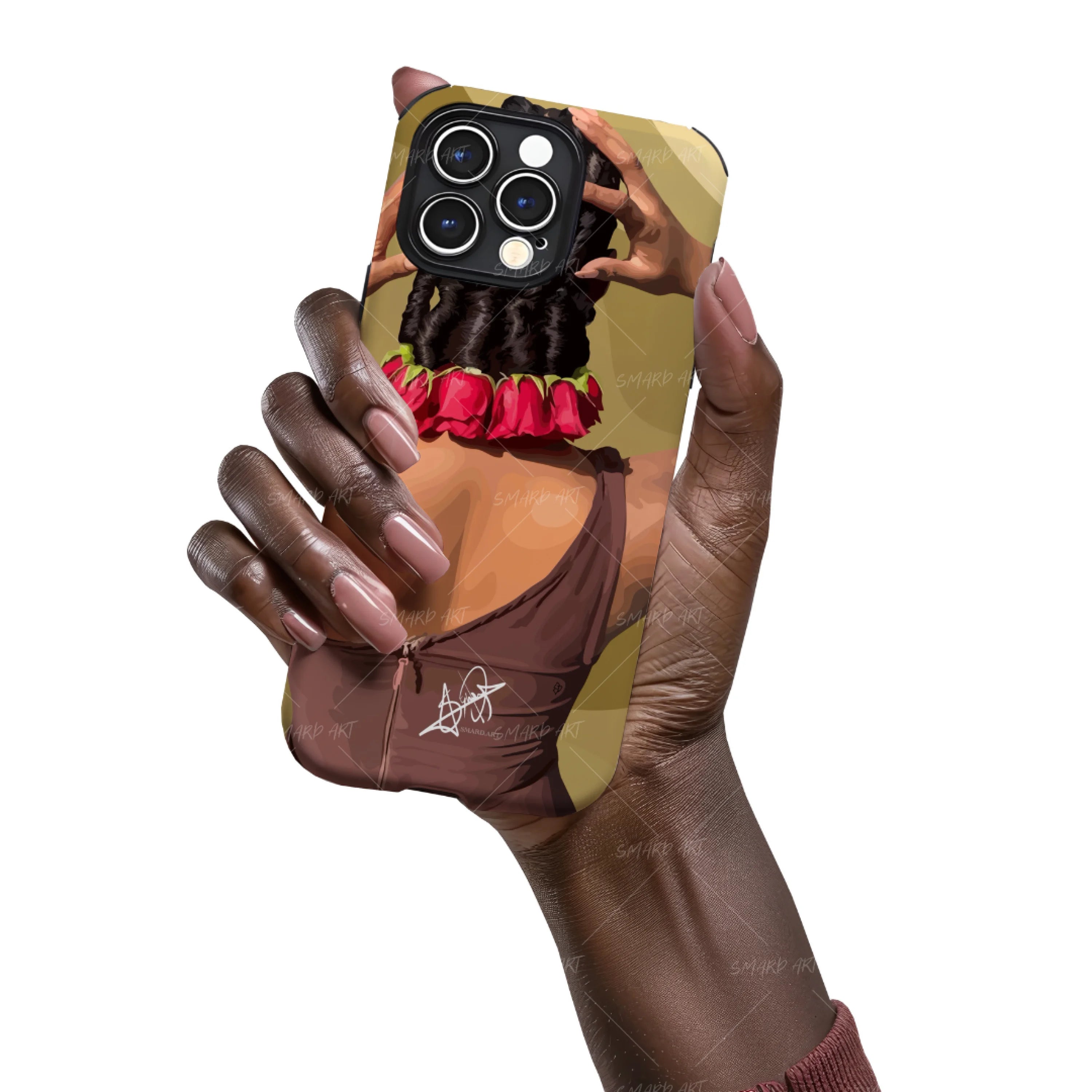 Roses Hair Phone Case-wall art print featuring decorative artistic design suitable for living rooms, offices, and schools by SmardArt. Elevate your space with Black wall art that speaks to culture, identity, and creativity. At Smard, we celebrate artistry made with melanin, bringing powerful and inspiring designs to life.
