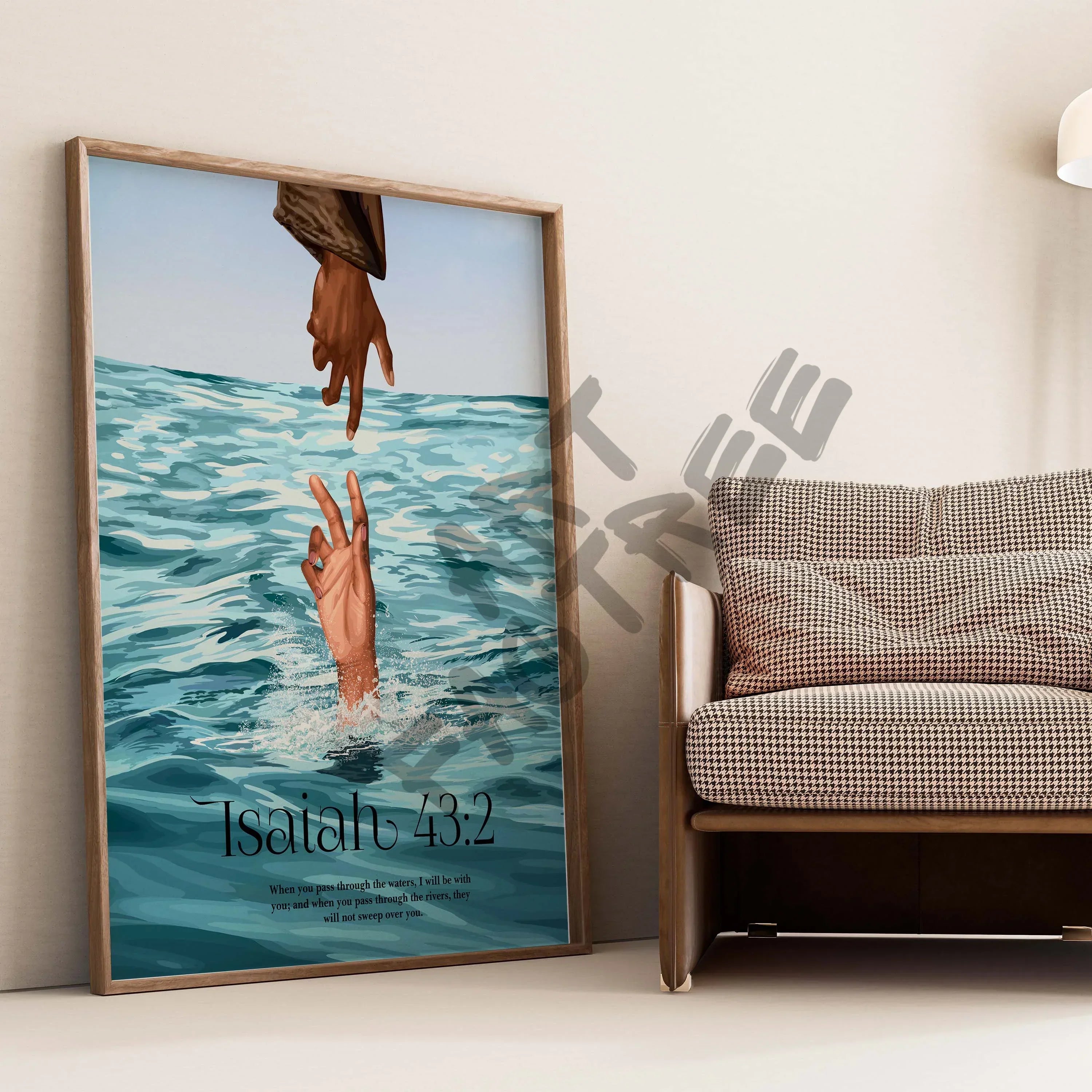 Isaiah 43:2-wall art print featuring decorative artistic design suitable for living rooms, offices, and schools by SmardArt. Elevate your space with Black wall art that speaks to culture, identity, and creativity. At Smard, we celebrate artistry made with melanin, bringing powerful and inspiring designs to life.