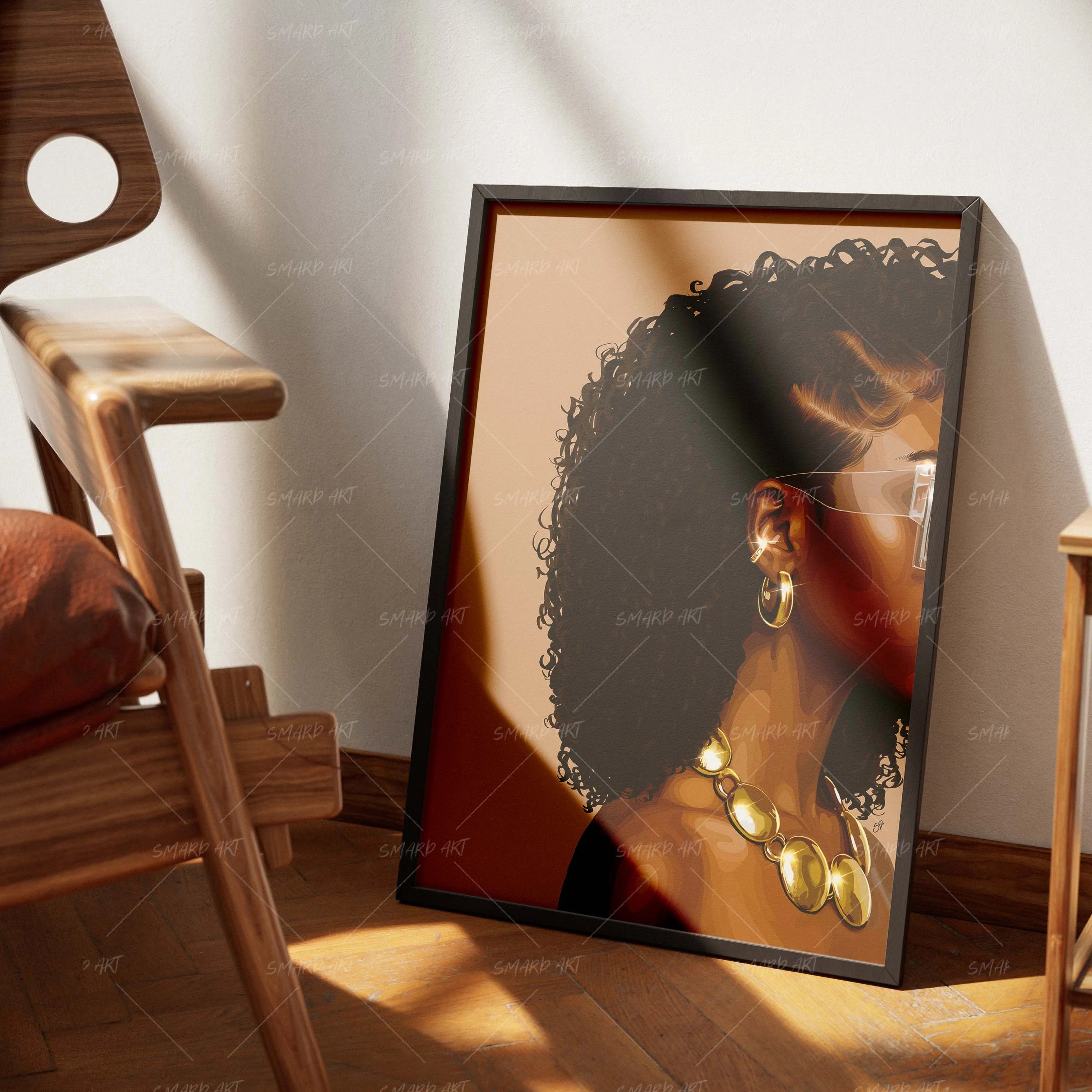 Gold Baby-wall art print featuring decorative artistic design suitable for living rooms, offices, and schools by SmardArt. Elevate your space with Black wall art that speaks to culture, identity, and creativity. At Smard, we celebrate artistry made with melanin, bringing powerful and inspiring designs to life.