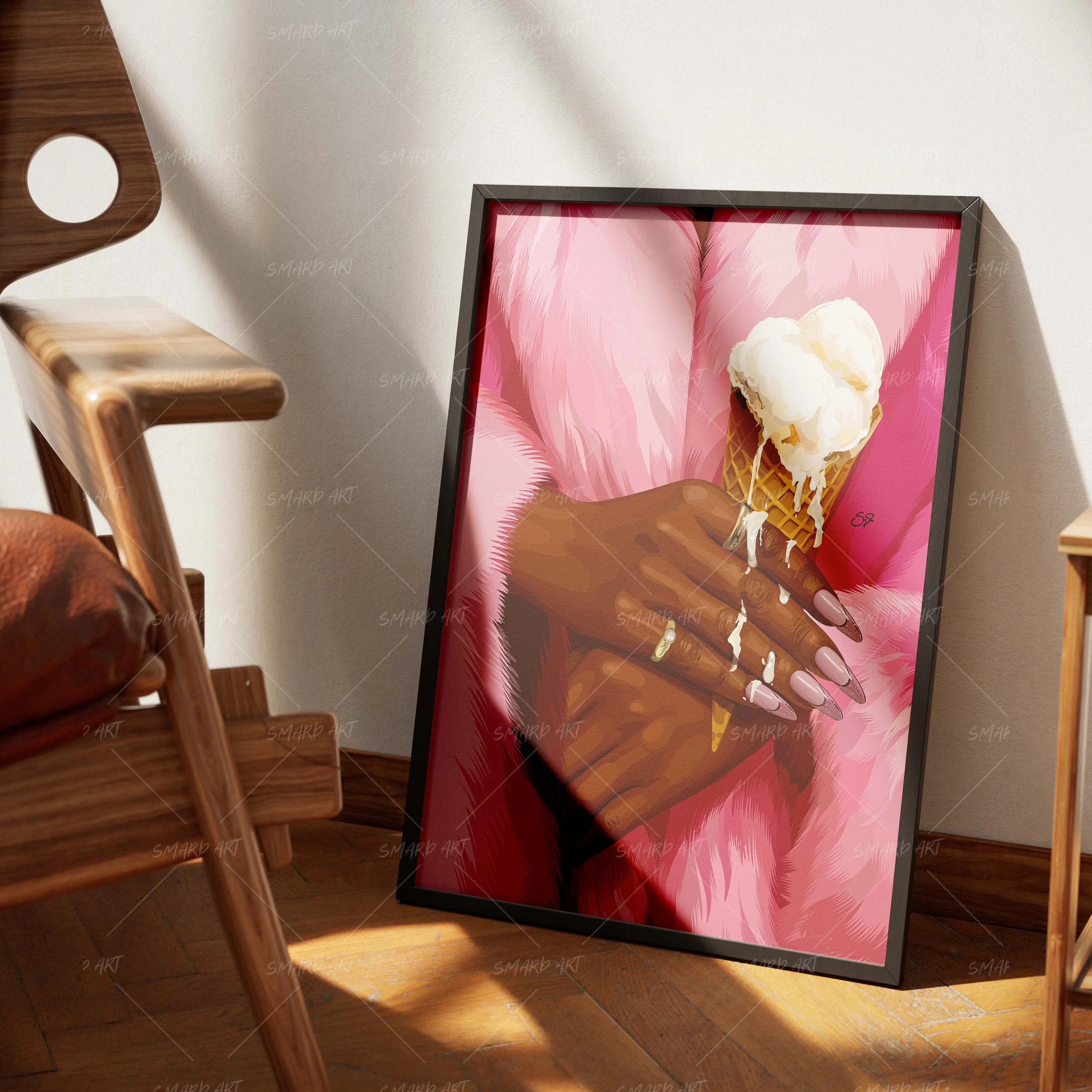 Melting Luxe-wall art print featuring decorative artistic design suitable for living rooms, offices, and schools by SmardArt. Elevate your space with Black wall art that speaks to culture, identity, and creativity. At Smard, we celebrate artistry made with melanin, bringing powerful and inspiring designs to life.