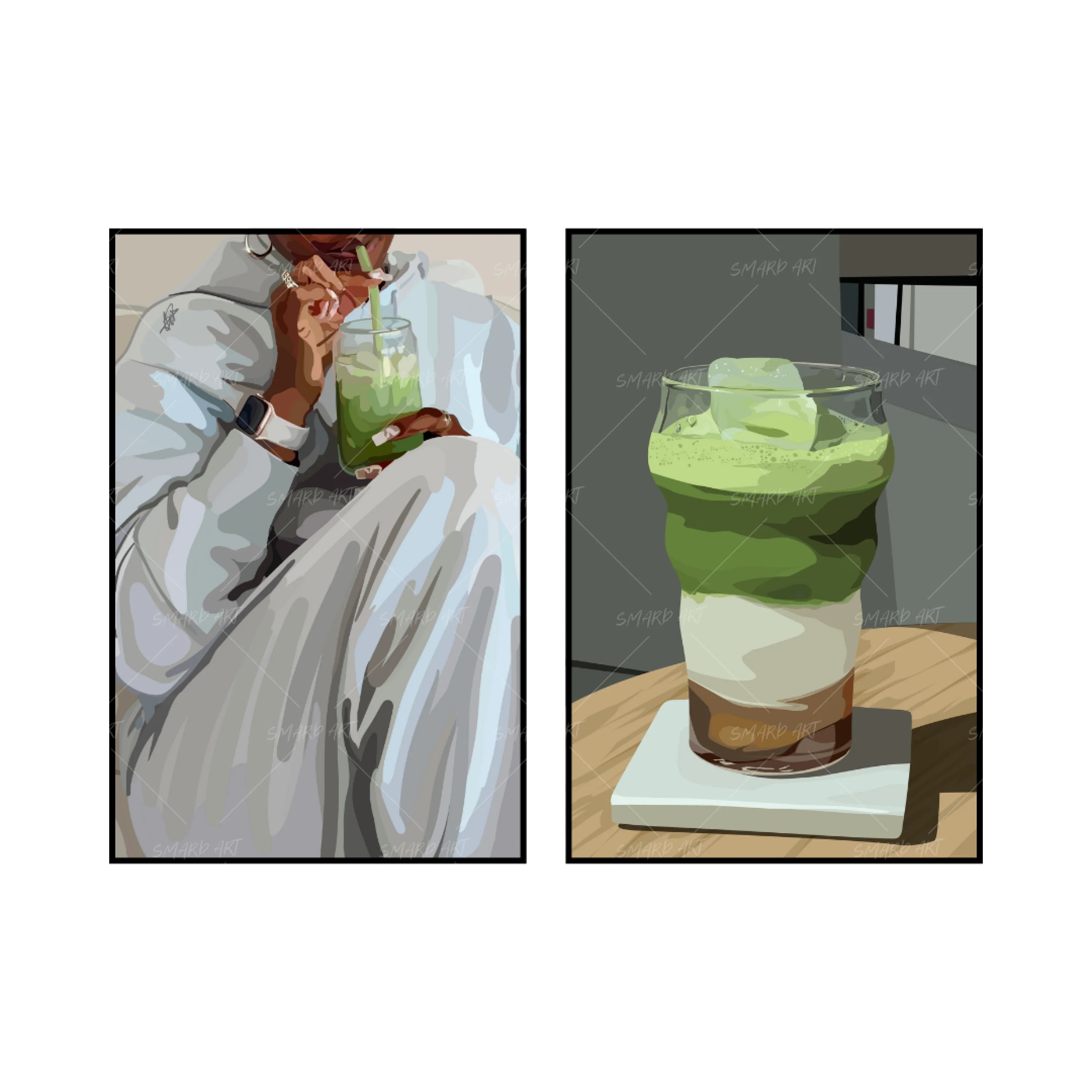 Art Print Bundle : Matcha Lover + Matcha Me-wall art print featuring decorative artistic design suitable for living rooms, offices, and schools by SmardArt. Elevate your space with Black wall art that speaks to culture, identity, and creativity. At Smard, we celebrate artistry made with melanin, bringing powerful and inspiring designs to life.