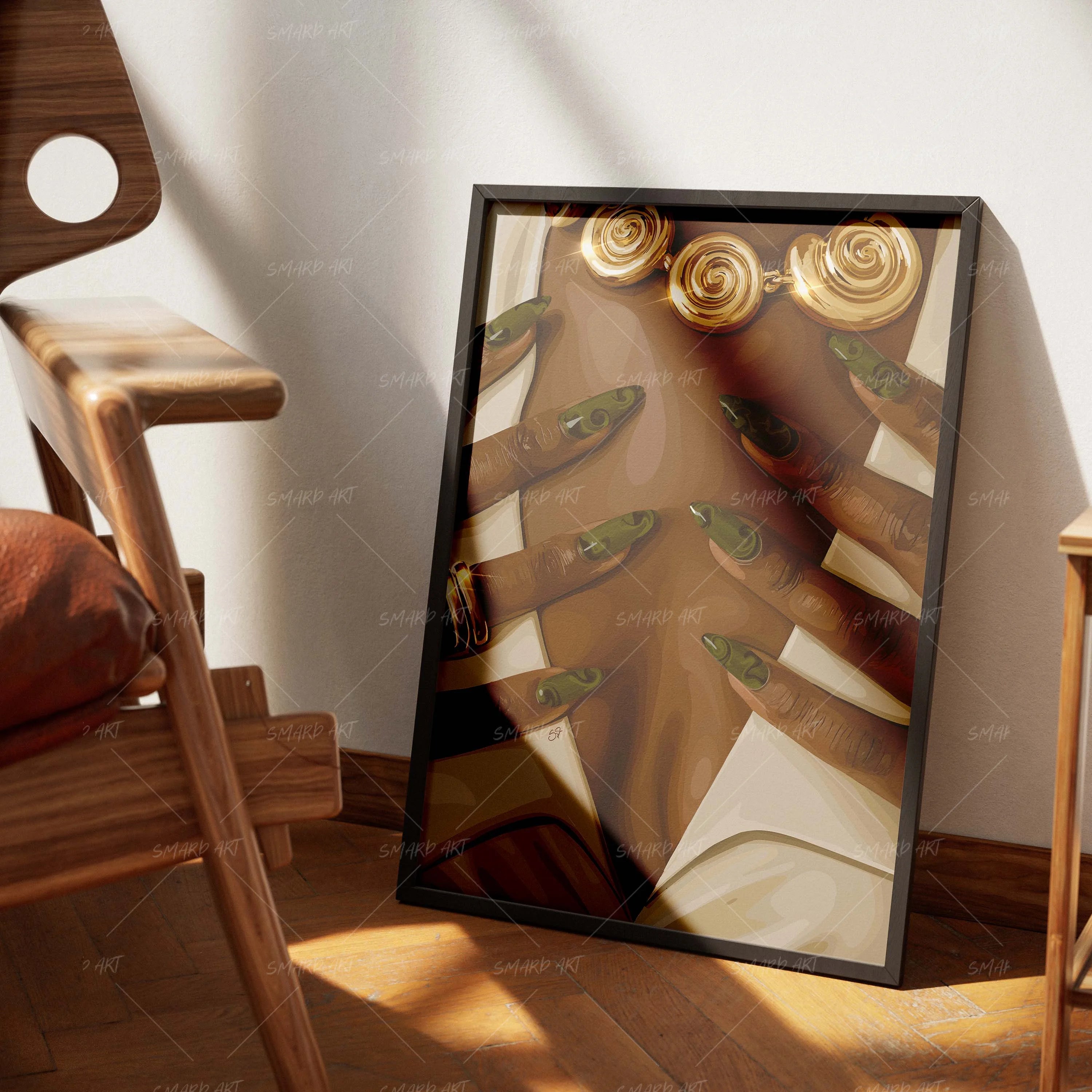 Polished-wall art print featuring decorative artistic design suitable for living rooms, offices, and schools by SmardArt. Elevate your space with Black wall art that speaks to culture, identity, and creativity. At Smard, we celebrate artistry made with melanin, bringing powerful and inspiring designs to life.